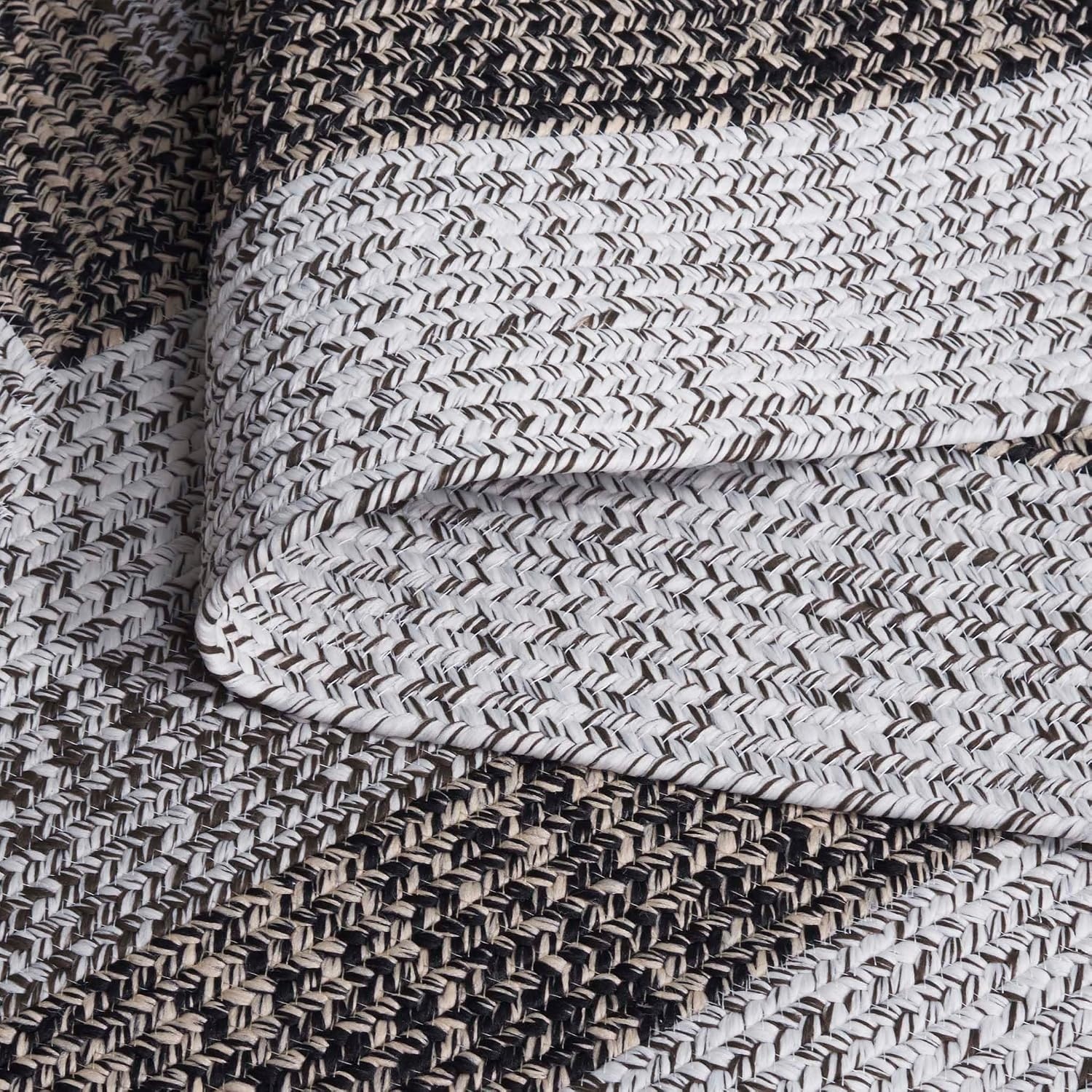 image:imageSAFAVIEH Washable Rug Outdoor Braided Collection 6 x 9 Oval Brown amp Light Brown Handmade amp Reversible NonShedding amp Easy to Clean Ideal for Patio Backyard Mudroom BRD318SIvoryBlack
