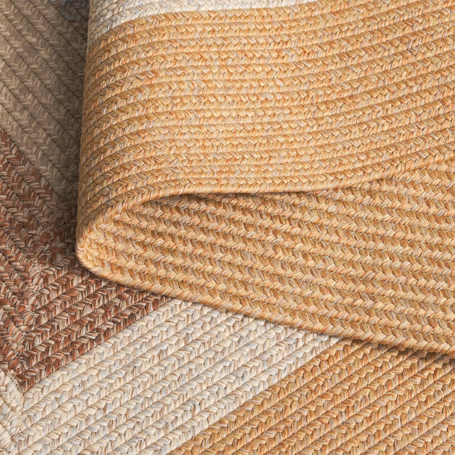 image:imageSAFAVIEH Washable Rug Outdoor Braided Collection 6 x 9 Oval Brown amp Light Brown Handmade amp Reversible NonShedding amp Easy to Clean Ideal for Patio Backyard Mudroom BRD318SBrownLight Brown