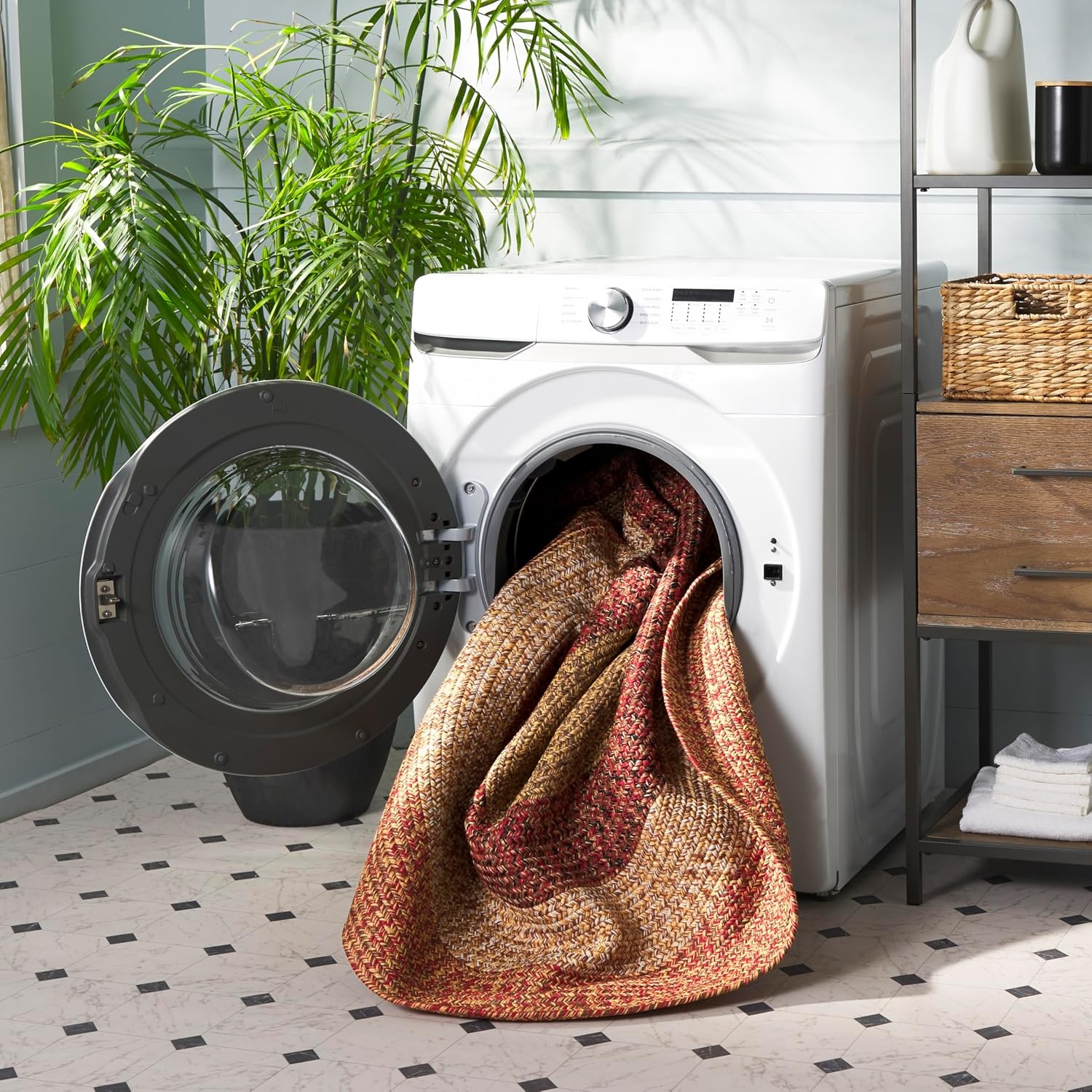 image:imageSAFAVIEH Washable Rug Outdoor Braided Collection 6 x 9 Oval Brown amp Light Brown Handmade amp Reversible NonShedding amp Easy to Clean Ideal for Patio Backyard Mudroom BRD318SRustRed