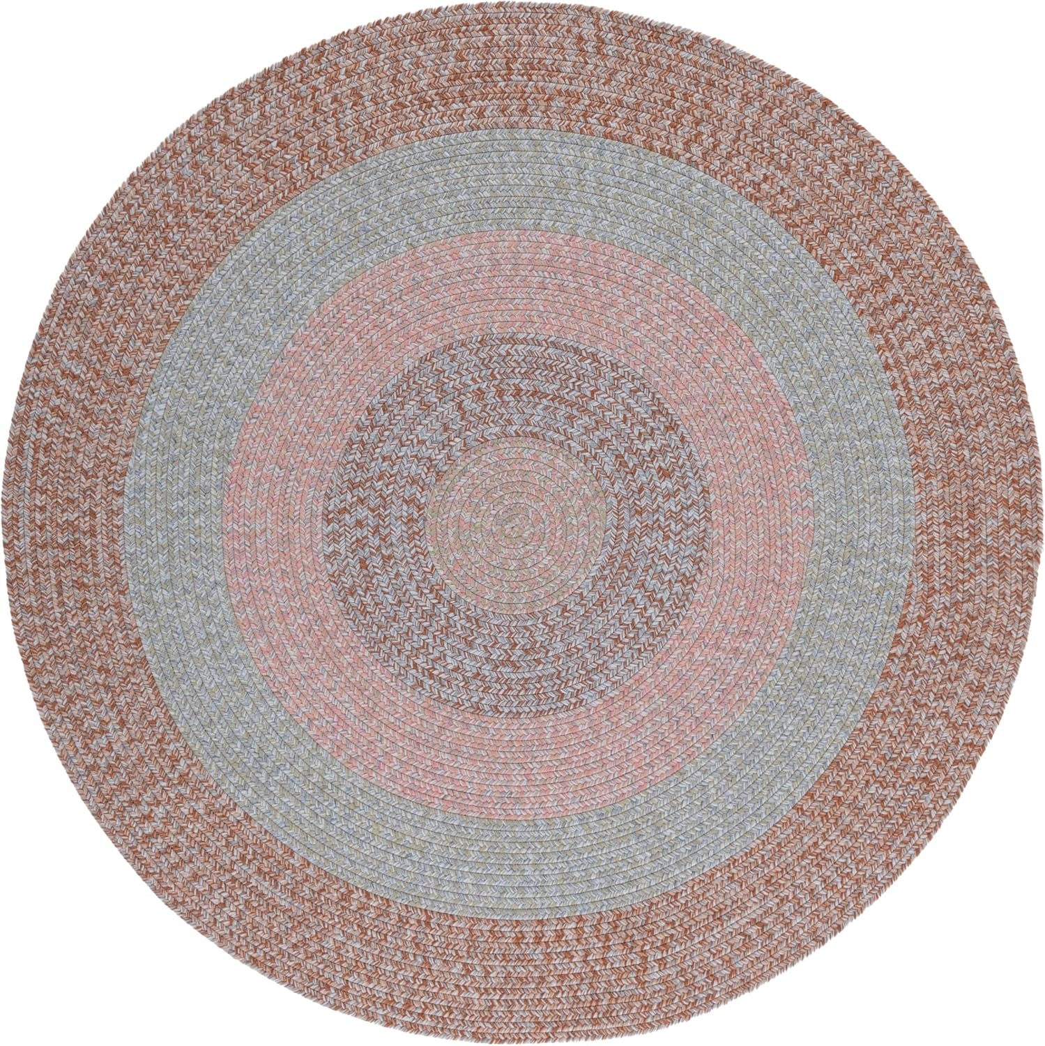 image:imageSAFAVIEH Washable Rug Outdoor Braided Collection 6 x 9 Oval Brown amp Light Brown Handmade amp Reversible NonShedding amp Easy to Clean Ideal for Patio Backyard Mudroom BRD318SBrownGrey Pink