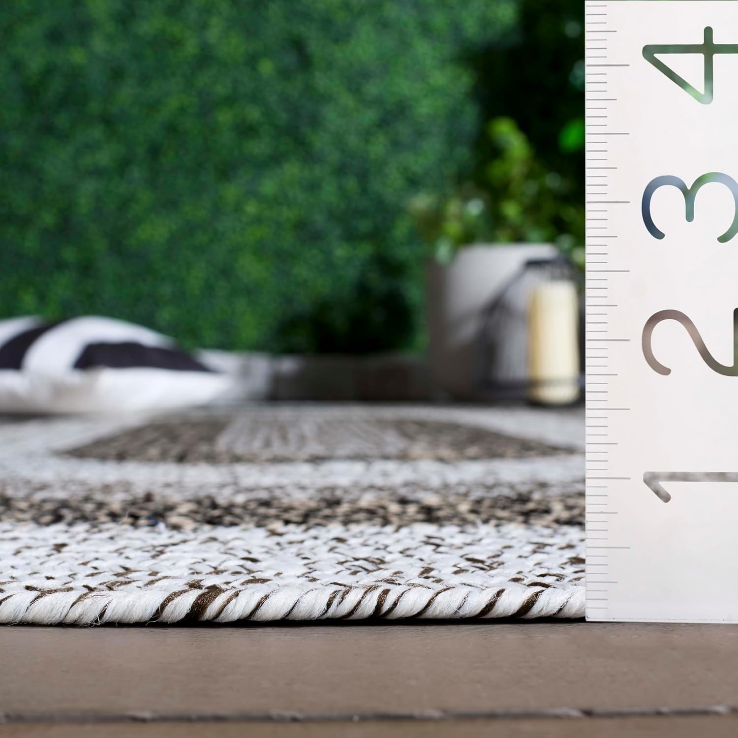 image:imageSAFAVIEH Washable Rug Outdoor Braided Collection 6 x 9 Oval Brown amp Light Brown Handmade amp Reversible NonShedding amp Easy to Clean Ideal for Patio Backyard Mudroom BRD318SIvoryBlack