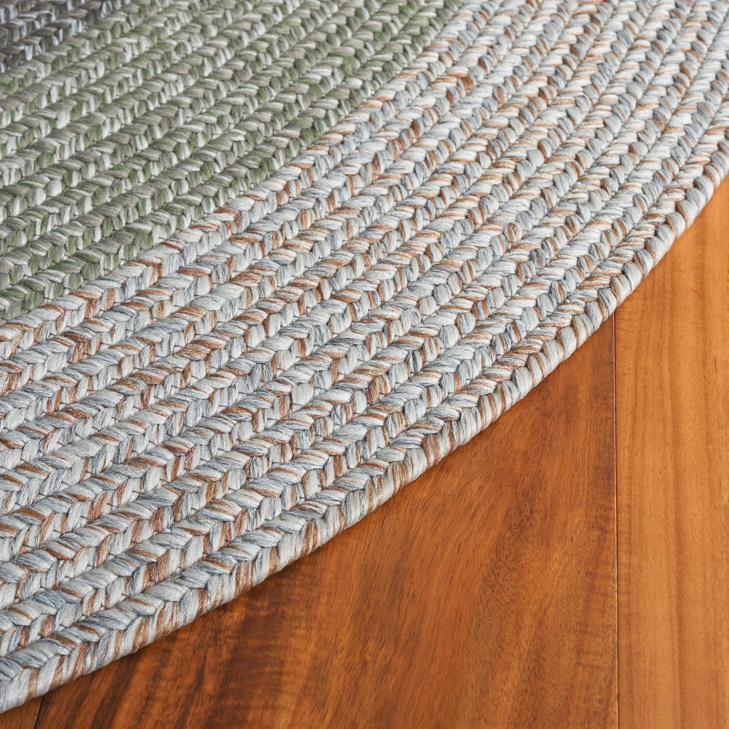 image:imageSAFAVIEH Washable Rug Outdoor Braided Collection 6 x 9 Oval Brown amp Light Brown Handmade amp Reversible NonShedding amp Easy to Clean Ideal for Patio Backyard Mudroom BRD318SGreyGreen