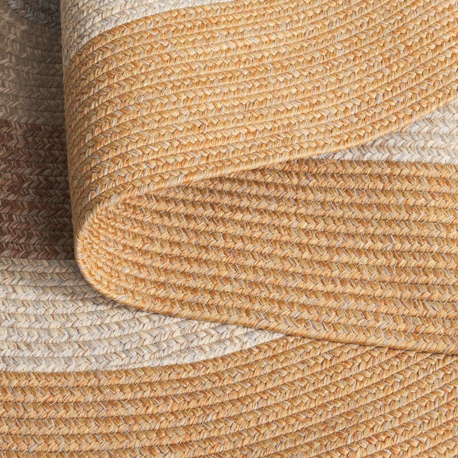 image:imageSAFAVIEH Washable Rug Outdoor Braided Collection 6 x 9 Oval Brown amp Light Brown Handmade amp Reversible NonShedding amp Easy to Clean Ideal for Patio Backyard Mudroom BRD318SBrownLight Brown