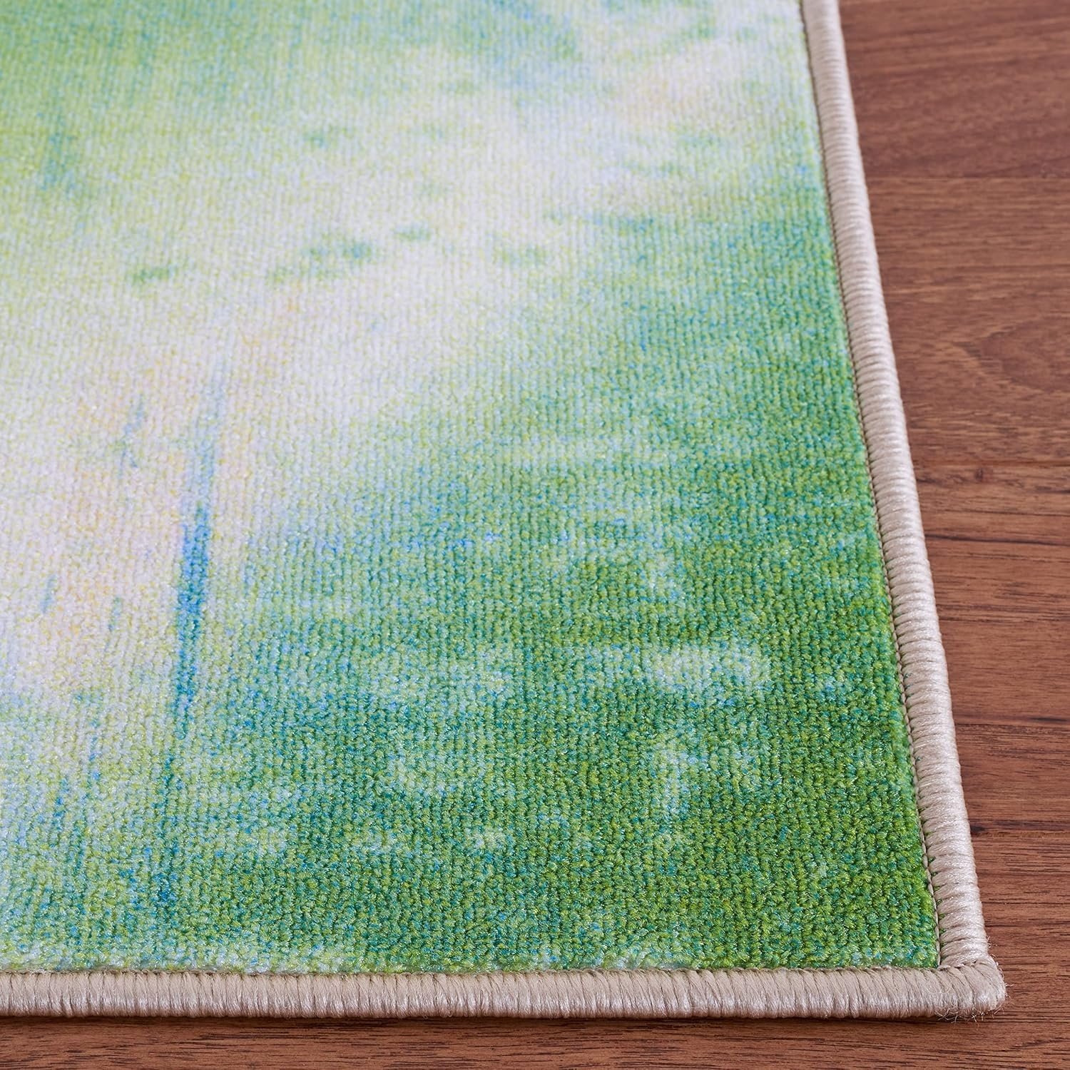 image:imageSAFAVIEH Washable Rug Paint Brush Collection 33 x 53 Blue amp Ivory Slip Resistant amp Easy to Clean Ideal for Living Room Bedroom Nursery Kids Playroom Dining Space PTB107MBlueIvory