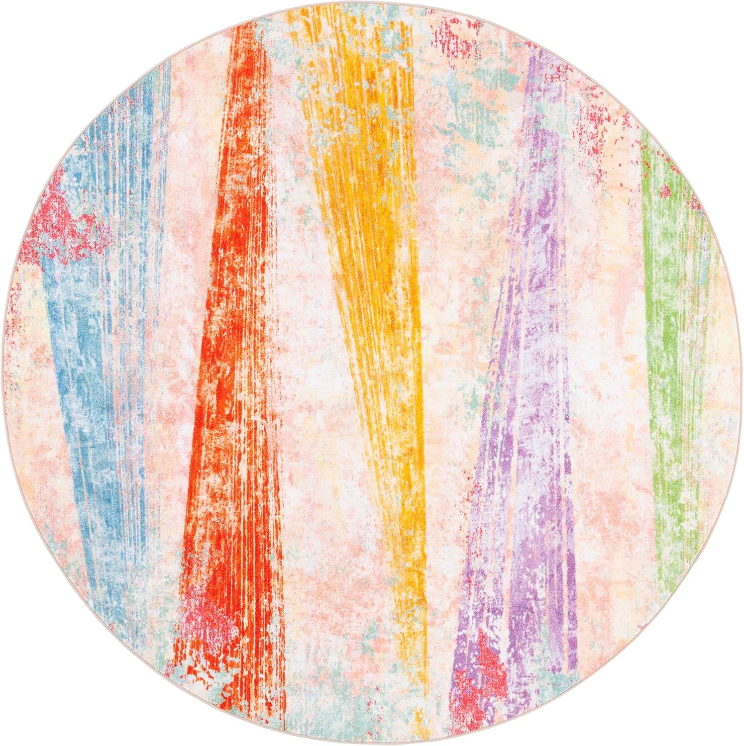 image:imageSAFAVIEH Washable Rug Paint Brush Collection 55 x 76 Pink amp Blue Slip Resistant amp Easy to Clean Ideal for Living Room Bedroom Nursery Kids Playroom Dining Space PTB173UPinkBlue
