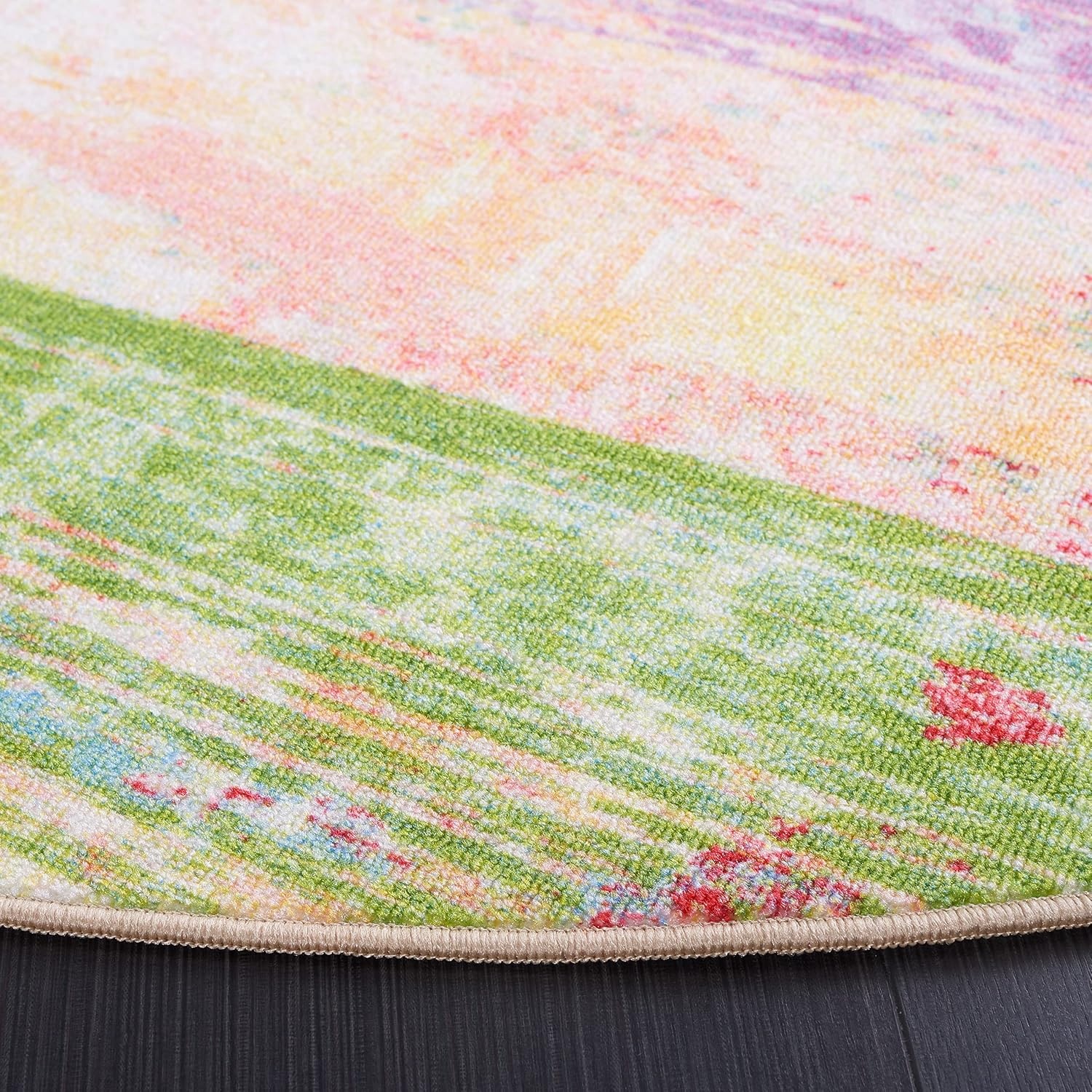 image:imageSAFAVIEH Washable Rug Paint Brush Collection 55 x 76 Pink amp Blue Slip Resistant amp Easy to Clean Ideal for Living Room Bedroom Nursery Kids Playroom Dining Space PTB173UPinkBlue
