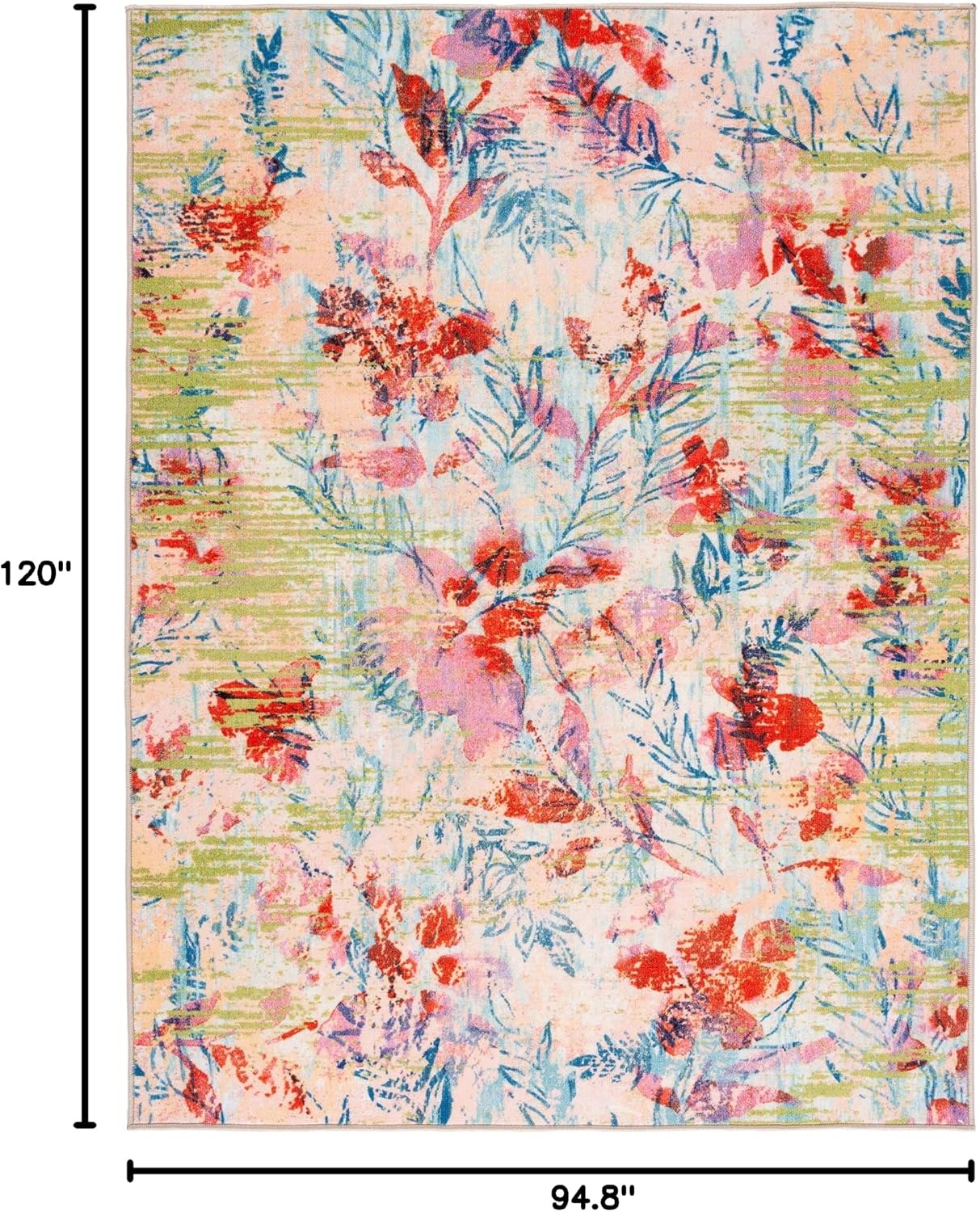 image:imageSAFAVIEH Washable Rug Paint Brush Collection 89 x 12 Blue amp Blush Pink Slip Resistant amp Easy to Clean Ideal for Living Room Bedroom Nursery Kids Playroom Dining Space PTB159MBlueBlush Pink
