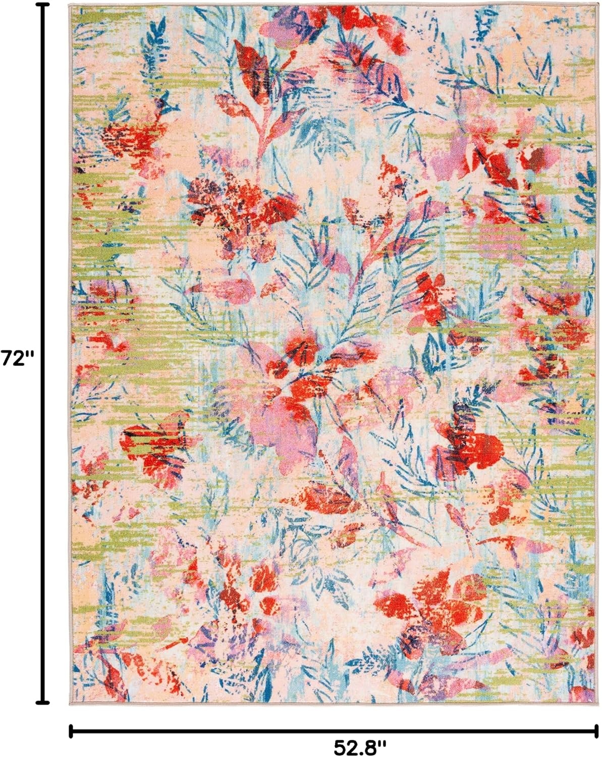 image:imageSAFAVIEH Washable Rug Paint Brush Collection 89 x 12 Blue amp Blush Pink Slip Resistant amp Easy to Clean Ideal for Living Room Bedroom Nursery Kids Playroom Dining Space PTB159MBlueBlush Pink