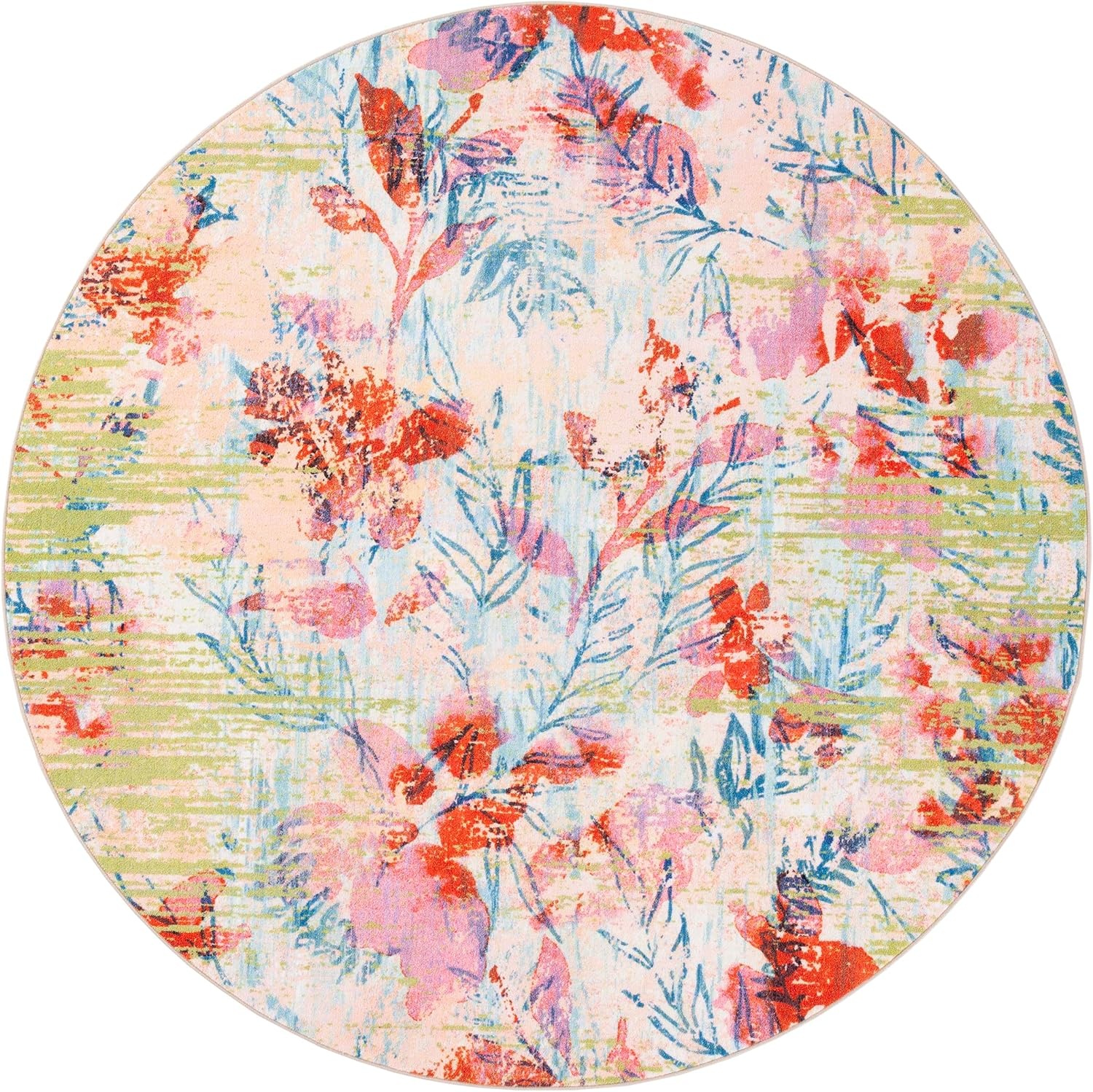 image:imageSAFAVIEH Washable Rug Paint Brush Collection 89 x 12 Blue amp Blush Pink Slip Resistant amp Easy to Clean Ideal for Living Room Bedroom Nursery Kids Playroom Dining Space PTB159MBlueBlush Pink