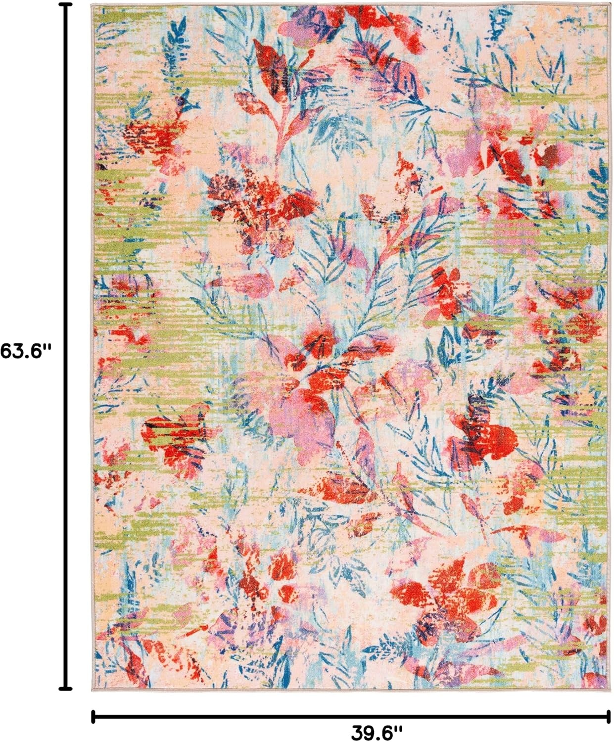 image:imageSAFAVIEH Washable Rug Paint Brush Collection 89 x 12 Blue amp Blush Pink Slip Resistant amp Easy to Clean Ideal for Living Room Bedroom Nursery Kids Playroom Dining Space PTB159MBlueBlush Pink