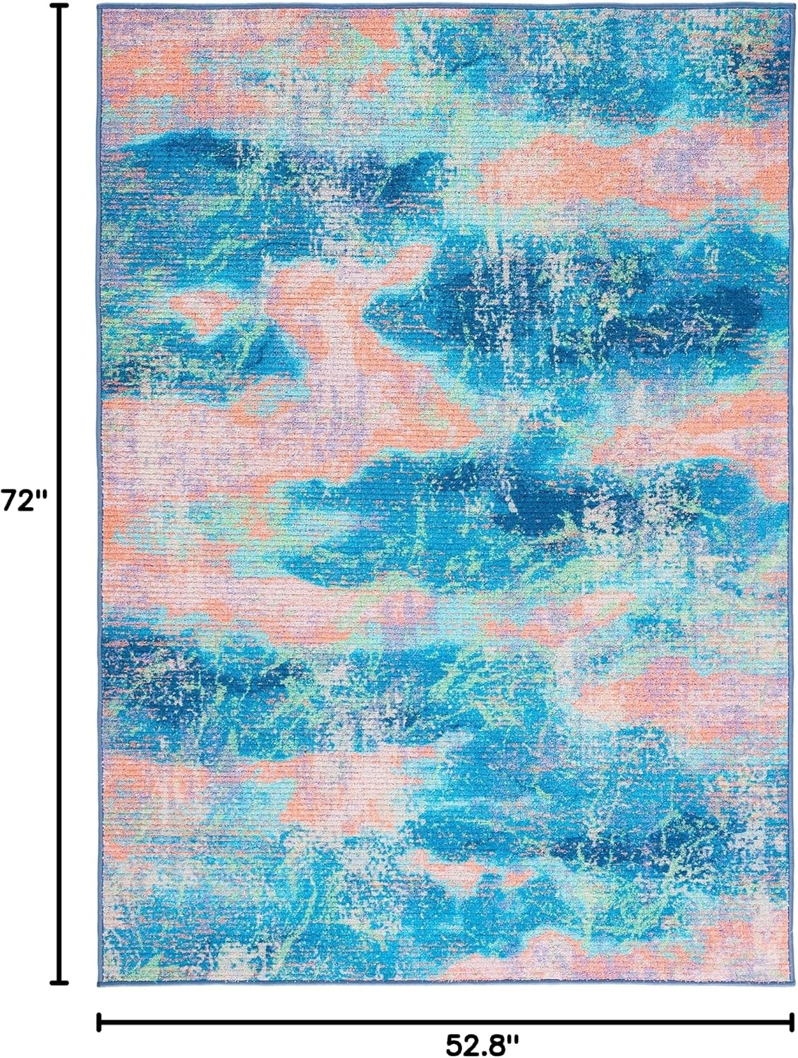 image:imageSAFAVIEH Washable Rug Sequoia Collection 55 x 76 Blue amp Orange Slip Resistant amp Easy to Clean Ideal for Living Room Bedroom Dining Space SEQ151MBlueOrange