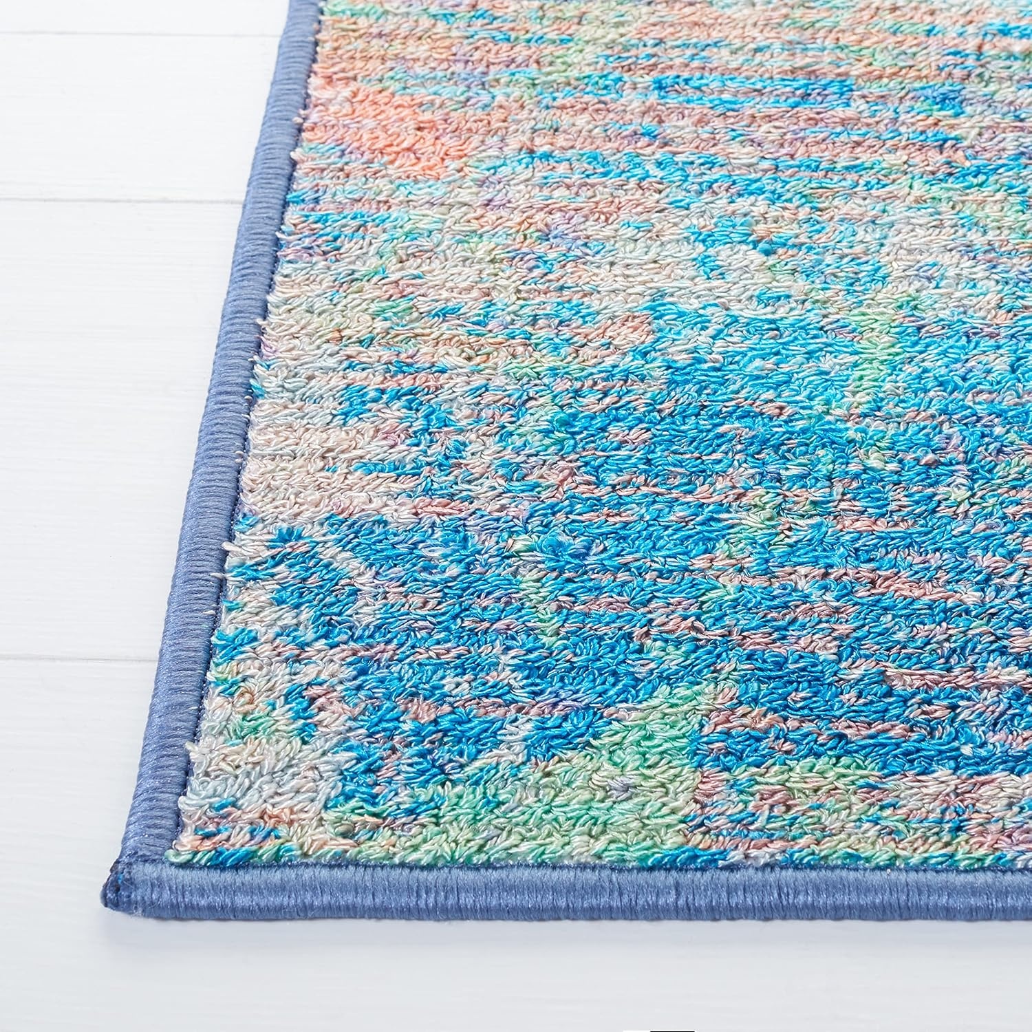 image:imageSAFAVIEH Washable Rug Sequoia Collection 55 x 76 Blue amp Orange Slip Resistant amp Easy to Clean Ideal for Living Room Bedroom Dining Space SEQ151MBlueOrange