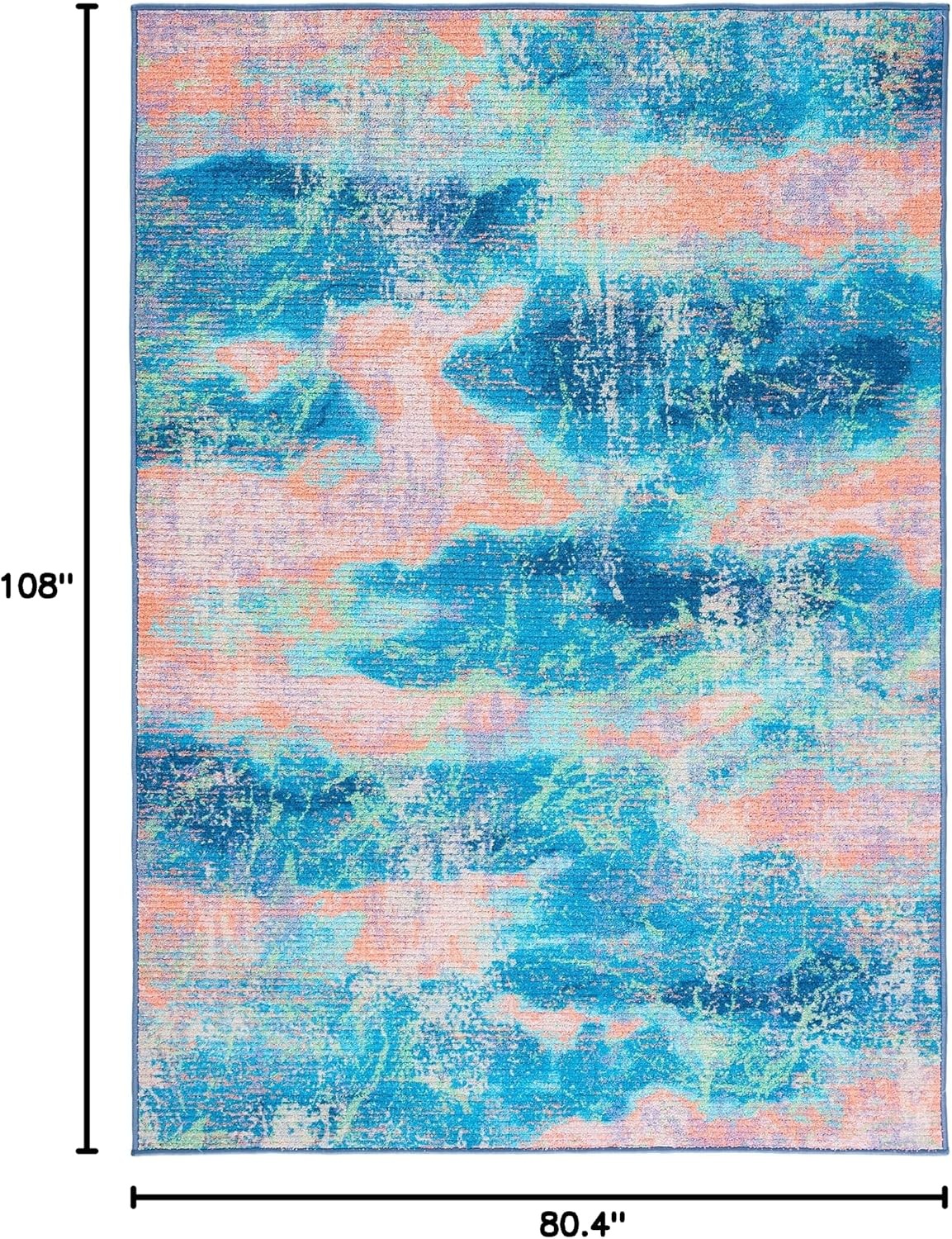 image:imageSAFAVIEH Washable Rug Sequoia Collection 55 x 76 Blue amp Orange Slip Resistant amp Easy to Clean Ideal for Living Room Bedroom Dining Space SEQ151MBlueOrange