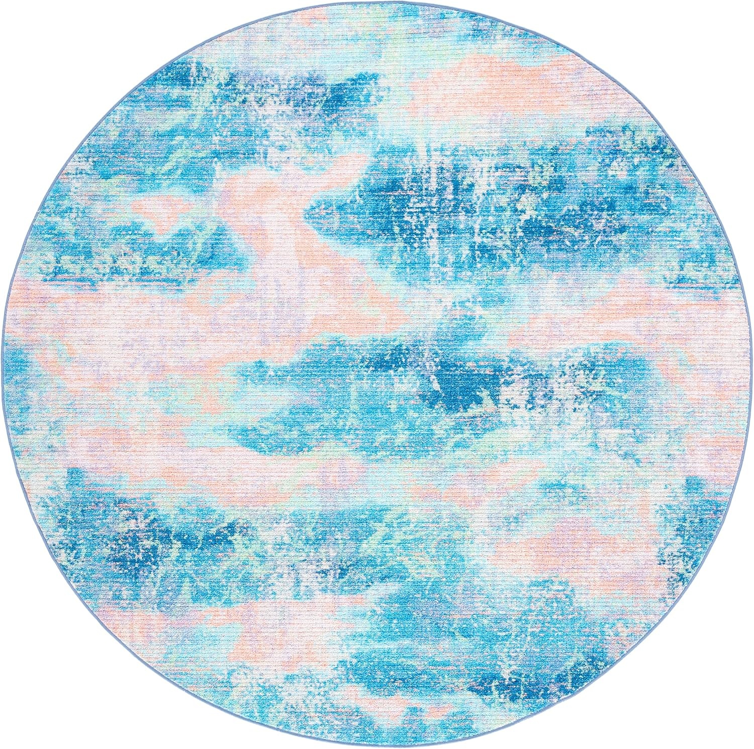 image:imageSAFAVIEH Washable Rug Sequoia Collection 55 x 76 Blue amp Orange Slip Resistant amp Easy to Clean Ideal for Living Room Bedroom Dining Space SEQ151MBlueOrange