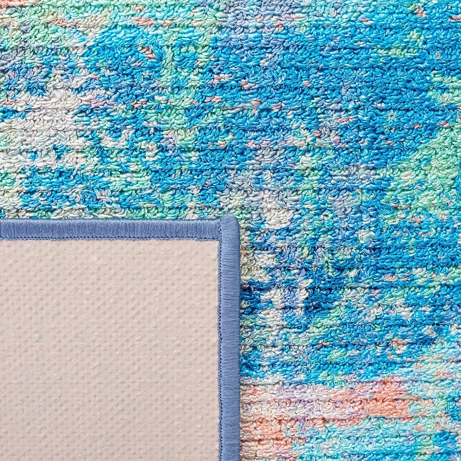 image:imageSAFAVIEH Washable Rug Sequoia Collection 55 x 76 Blue amp Orange Slip Resistant amp Easy to Clean Ideal for Living Room Bedroom Dining Space SEQ151MBlueOrange