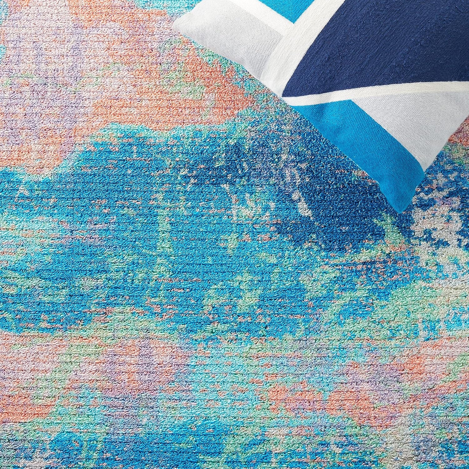 image:imageSAFAVIEH Washable Rug Sequoia Collection 55 x 76 Blue amp Orange Slip Resistant amp Easy to Clean Ideal for Living Room Bedroom Dining Space SEQ151MBlueOrange