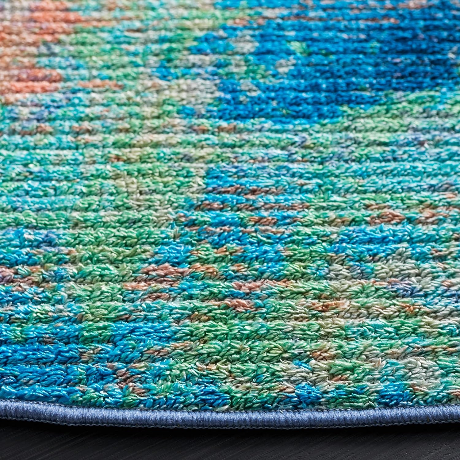 image:imageSAFAVIEH Washable Rug Sequoia Collection 55 x 76 Blue amp Orange Slip Resistant amp Easy to Clean Ideal for Living Room Bedroom Dining Space SEQ151MBlueOrange