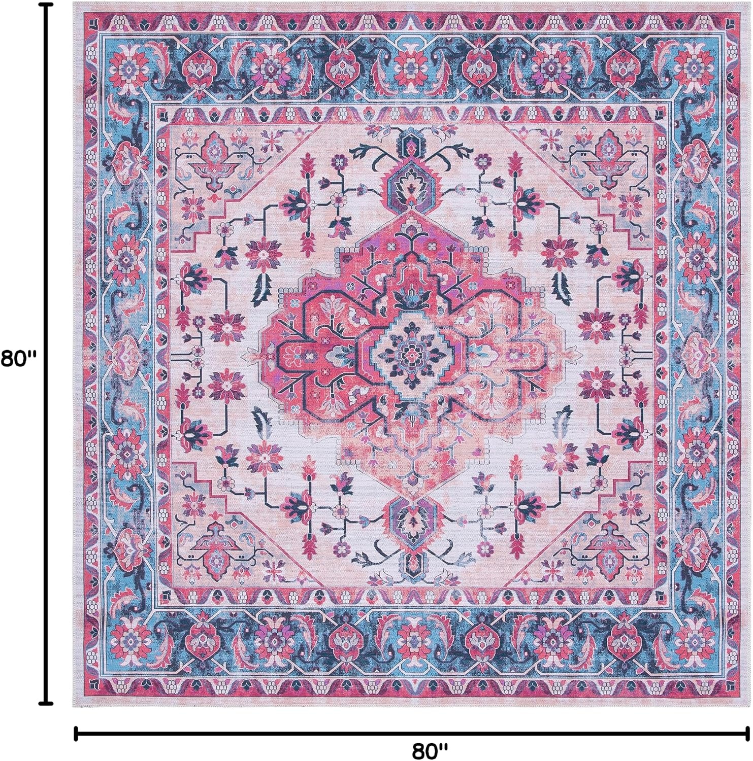 image:imageSAFAVIEH Washable Rug Serapi Collection 4 x 6 Ivory amp Light Blue Slip Resistant amp Easy to Clean Ideal for Foyer Kitchen Nursery Office Bedroom SEP504AIvoryLight Blue