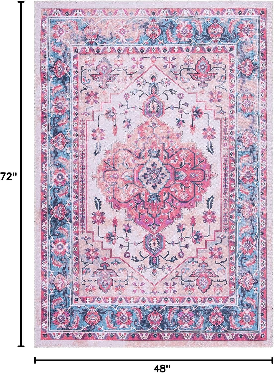 image:imageSAFAVIEH Washable Rug Serapi Collection 4 x 6 Ivory amp Light Blue Slip Resistant amp Easy to Clean Ideal for Foyer Kitchen Nursery Office Bedroom SEP504AIvoryLight Blue