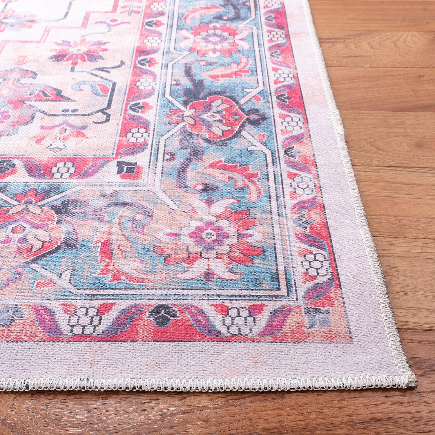 image:imageSAFAVIEH Washable Rug Serapi Collection 4 x 6 Ivory amp Light Blue Slip Resistant amp Easy to Clean Ideal for Foyer Kitchen Nursery Office Bedroom SEP504AIvoryLight Blue