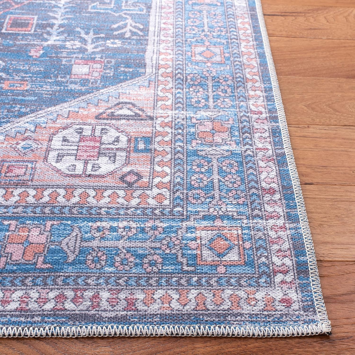 image:imageSAFAVIEH Washable Rug Serapi Collection 53 x 76 Blue amp Ivory Slip Resistant amp Easy to Clean Ideal for Living Room Bedroom Dining Space SEP513MBlueIvory