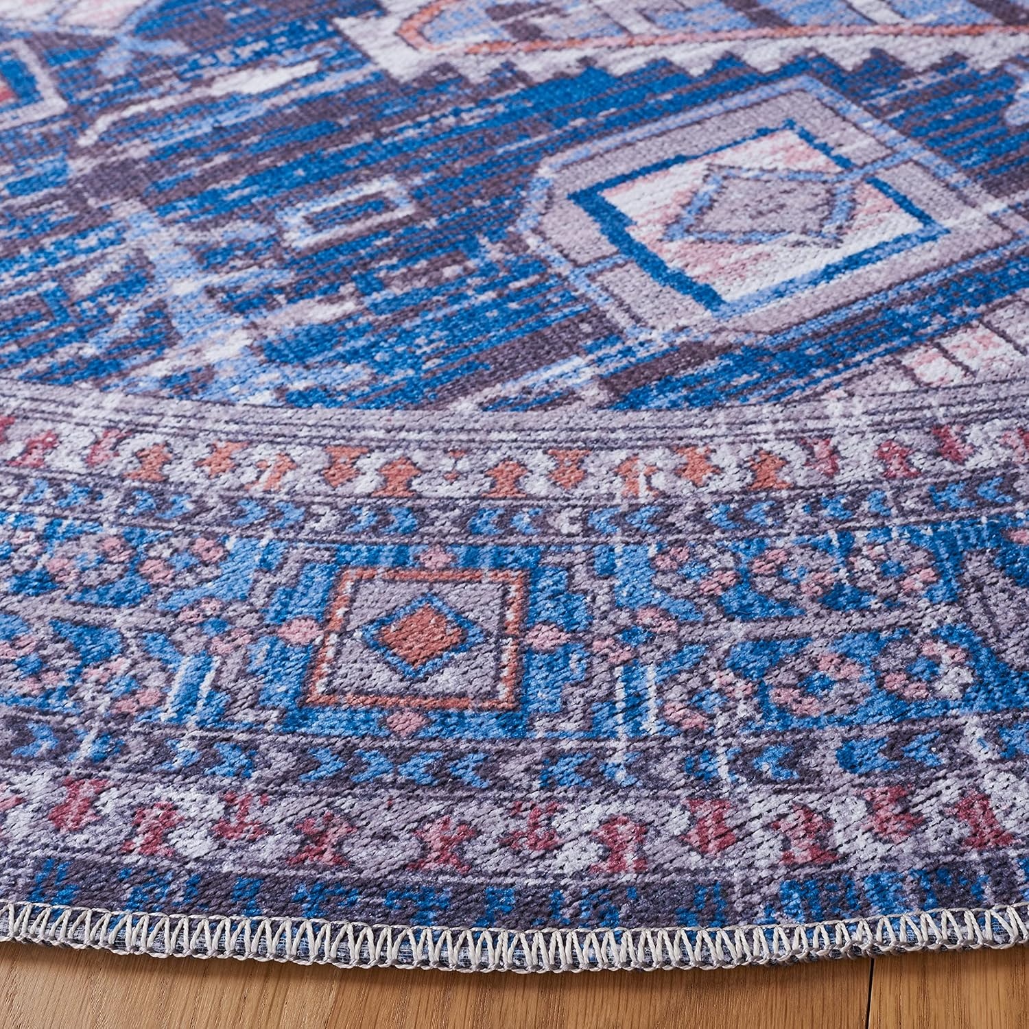 image:imageSAFAVIEH Washable Rug Serapi Collection 53 x 76 Blue amp Ivory Slip Resistant amp Easy to Clean Ideal for Living Room Bedroom Dining Space SEP513MBlueIvory