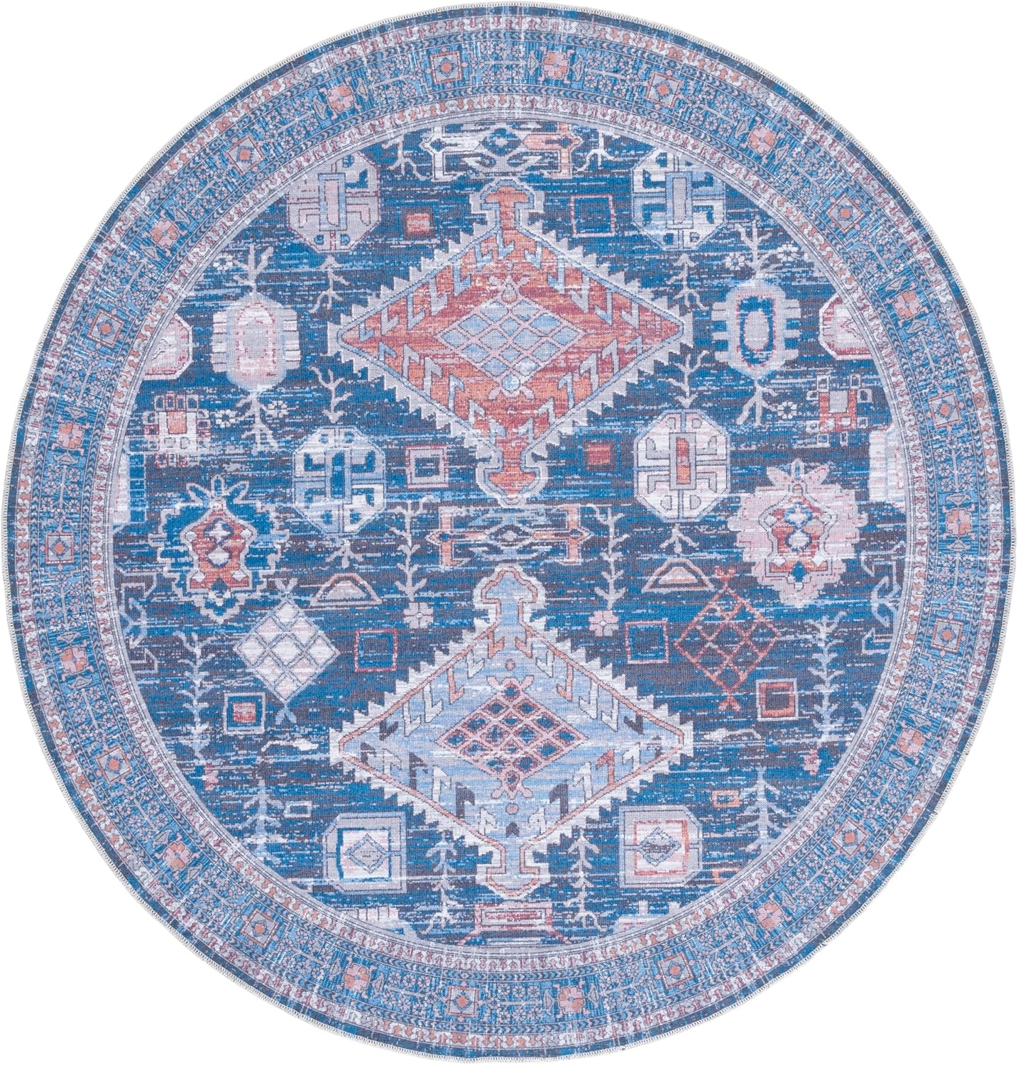 image:imageSAFAVIEH Washable Rug Serapi Collection 53 x 76 Blue amp Ivory Slip Resistant amp Easy to Clean Ideal for Living Room Bedroom Dining Space SEP513MBlueIvory