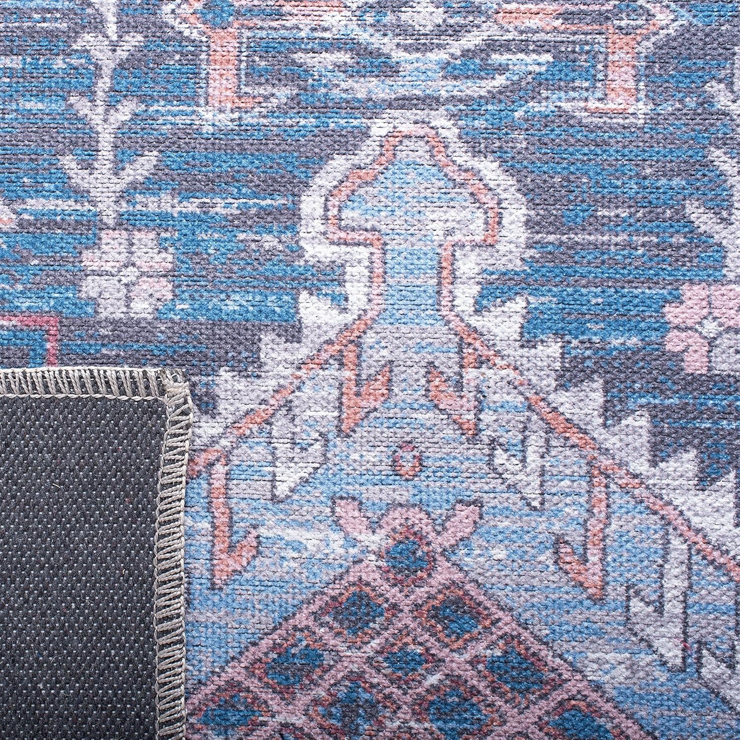 image:imageSAFAVIEH Washable Rug Serapi Collection 53 x 76 Blue amp Ivory Slip Resistant amp Easy to Clean Ideal for Living Room Bedroom Dining Space SEP513MBlueIvory