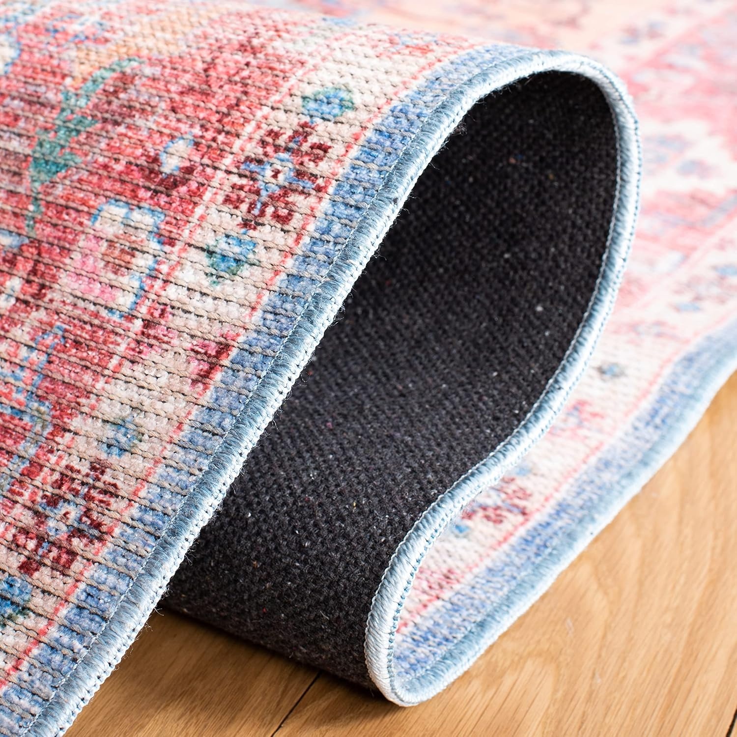 image:imageSAFAVIEH Washable Rug Serapi Collection 53 x 76 Blue amp Rust Slip Resistant amp Easy to Clean Ideal for Living Room Bedroom Dining Space SEP515MBlueRust