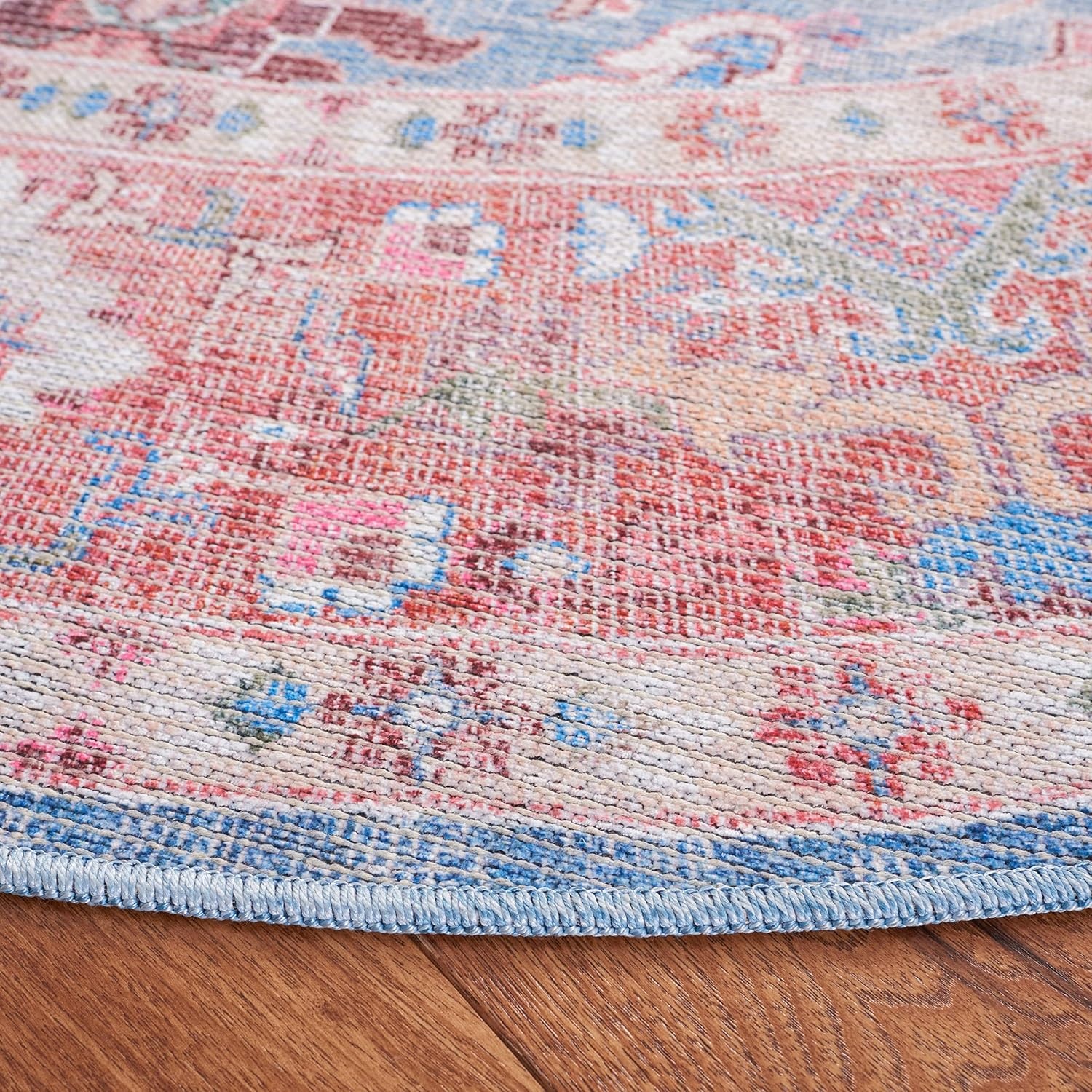 image:imageSAFAVIEH Washable Rug Serapi Collection 53 x 76 Blue amp Rust Slip Resistant amp Easy to Clean Ideal for Living Room Bedroom Dining Space SEP515MBlueRust