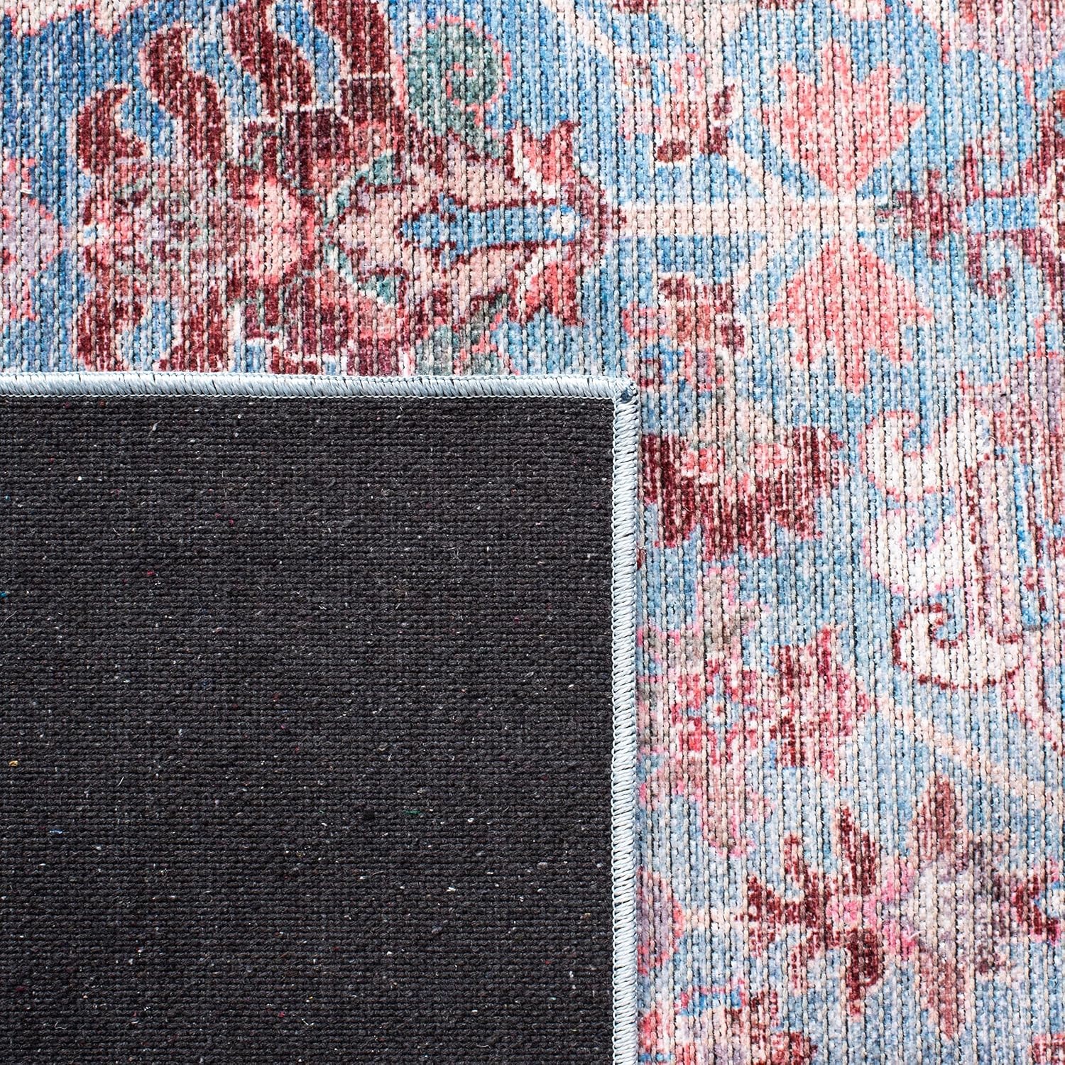 image:imageSAFAVIEH Washable Rug Serapi Collection 53 x 76 Blue amp Rust Slip Resistant amp Easy to Clean Ideal for Living Room Bedroom Dining Space SEP515MBlueRust