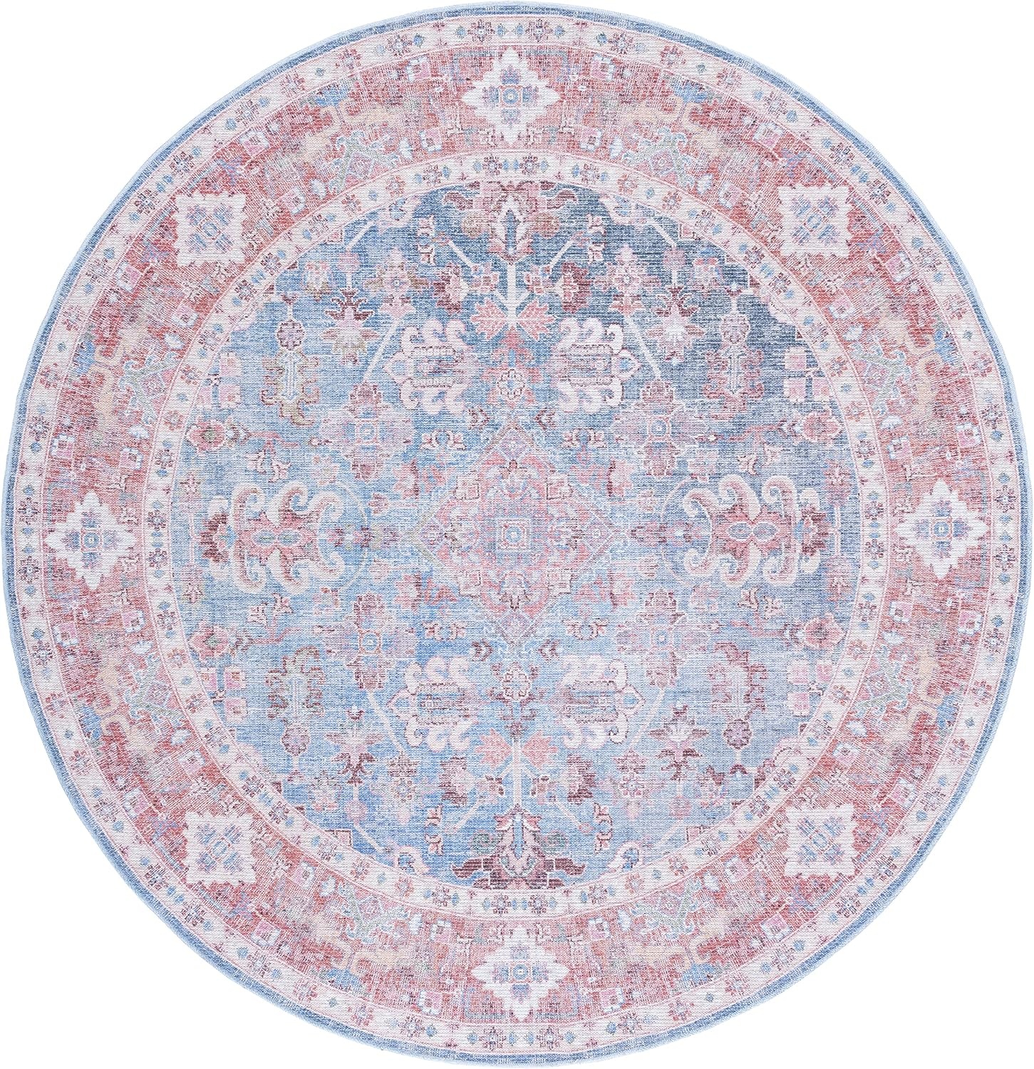 image:imageSAFAVIEH Washable Rug Serapi Collection 53 x 76 Blue amp Rust Slip Resistant amp Easy to Clean Ideal for Living Room Bedroom Dining Space SEP515MBlueRust