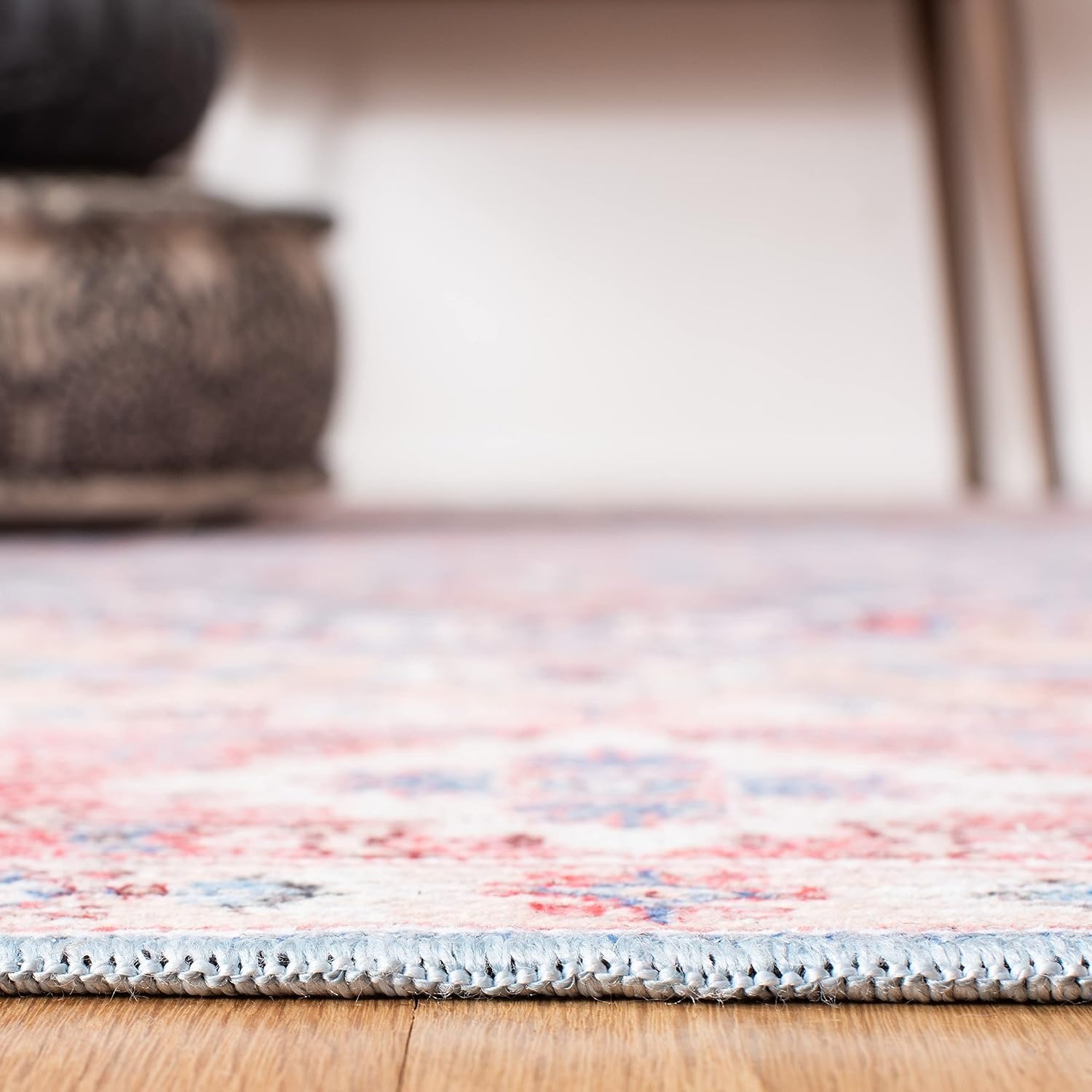 image:imageSAFAVIEH Washable Rug Serapi Collection 53 x 76 Blue amp Rust Slip Resistant amp Easy to Clean Ideal for Living Room Bedroom Dining Space SEP515MBlueRust
