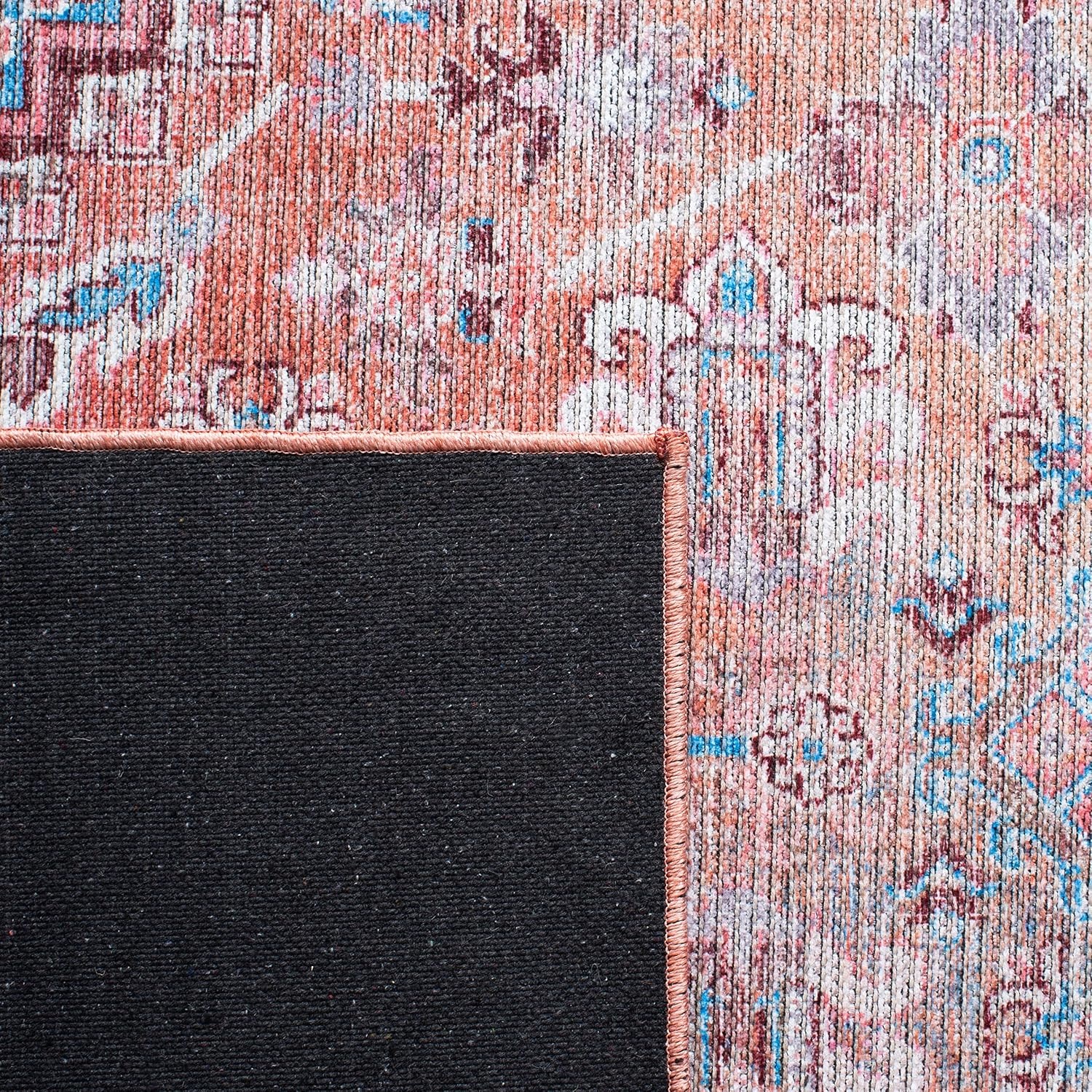 image:imageSAFAVIEH Washable Rug Serapi Collection 53 x 76 Blue amp Rust Slip Resistant amp Easy to Clean Ideal for Living Room Bedroom Dining Space SEP515MRustBlue