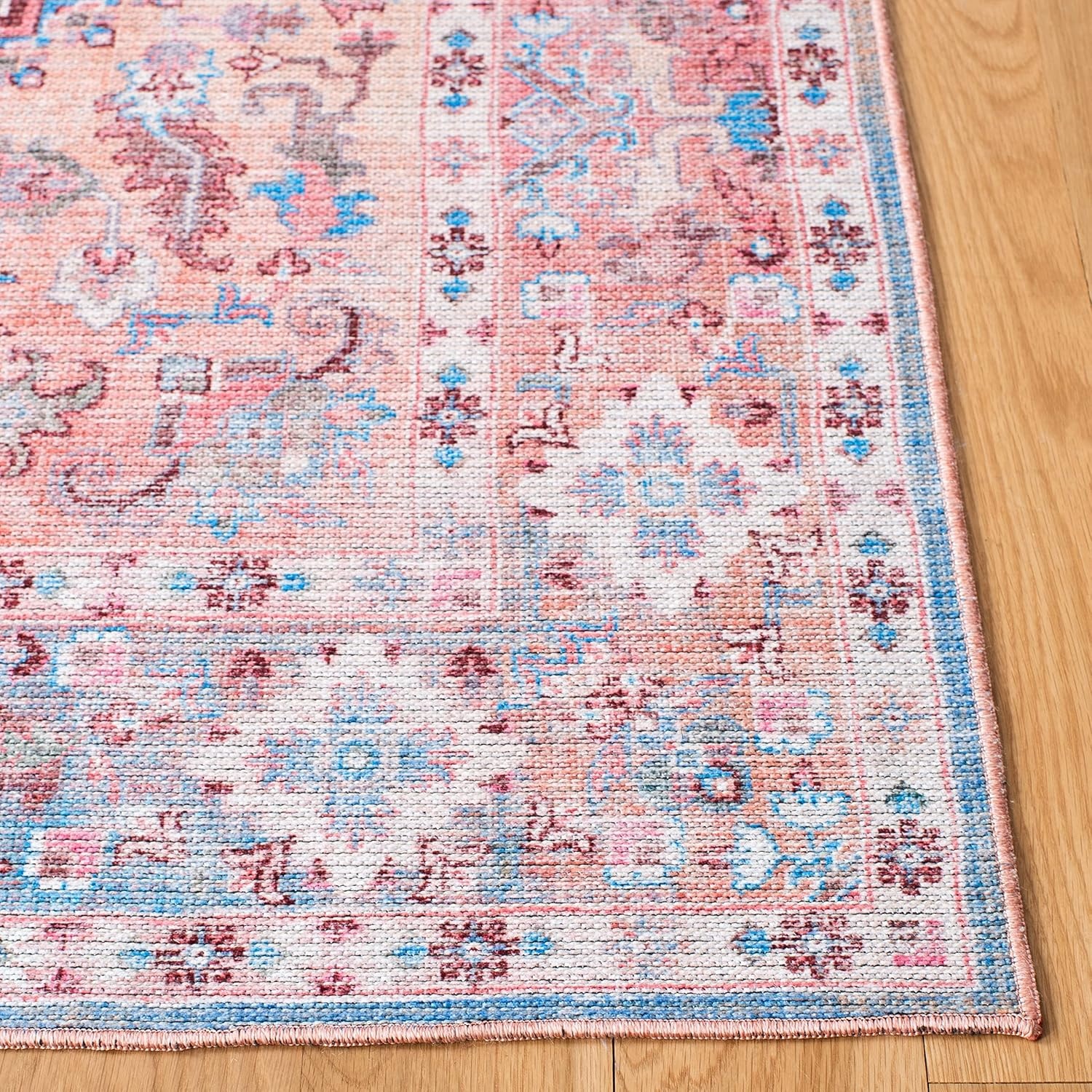 image:imageSAFAVIEH Washable Rug Serapi Collection 53 x 76 Blue amp Rust Slip Resistant amp Easy to Clean Ideal for Living Room Bedroom Dining Space SEP515MRustBlue