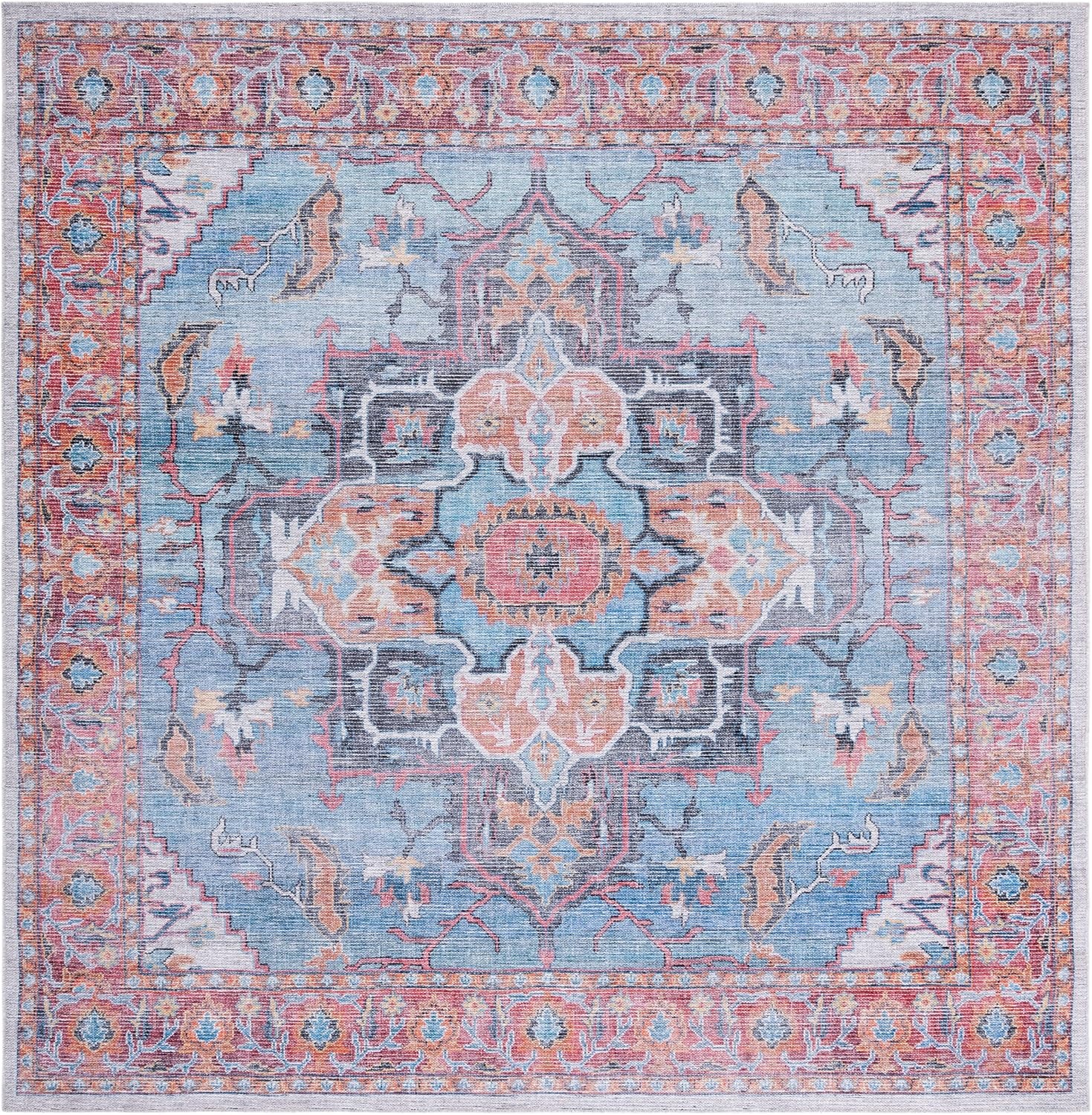 image:imageSAFAVIEH Washable Rug Serapi Collection 53 x 76 Rust amp Ivory Slip Resistant amp Easy to Clean Ideal for Living Room Bedroom Dining Space SEP537PBlueIvory