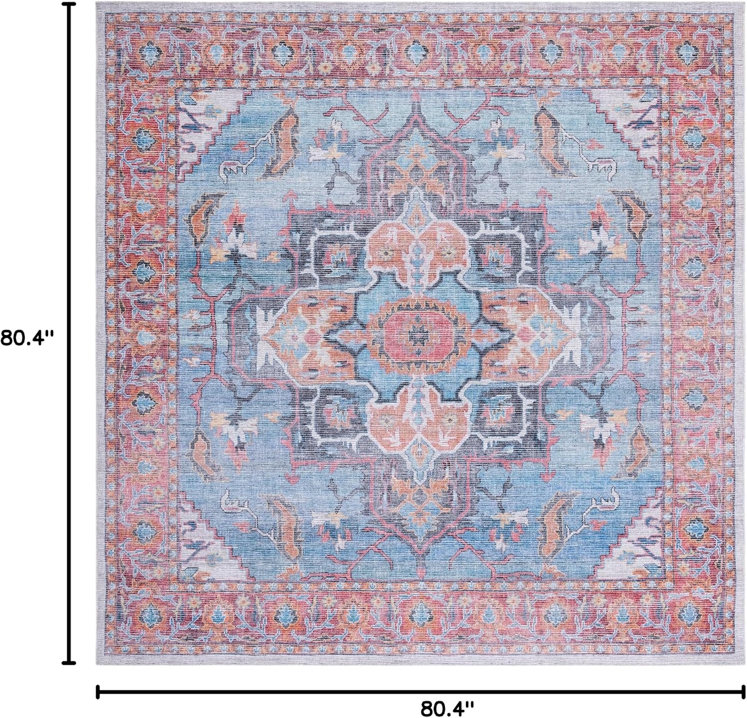 image:imageSAFAVIEH Washable Rug Serapi Collection 53 x 76 Rust amp Ivory Slip Resistant amp Easy to Clean Ideal for Living Room Bedroom Dining Space SEP537PBlueIvory