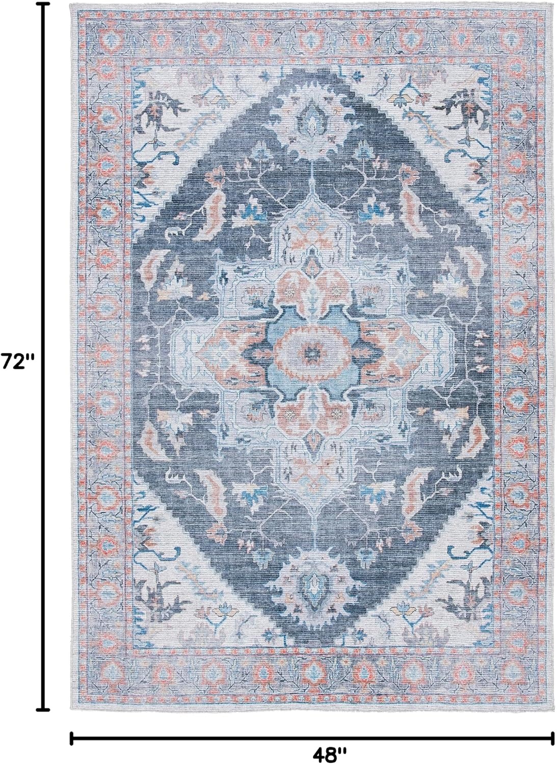 image:imageSAFAVIEH Washable Rug Serapi Collection 53 x 76 Rust amp Ivory Slip Resistant amp Easy to Clean Ideal for Living Room Bedroom Dining Space SEP537PCharcoalIvory