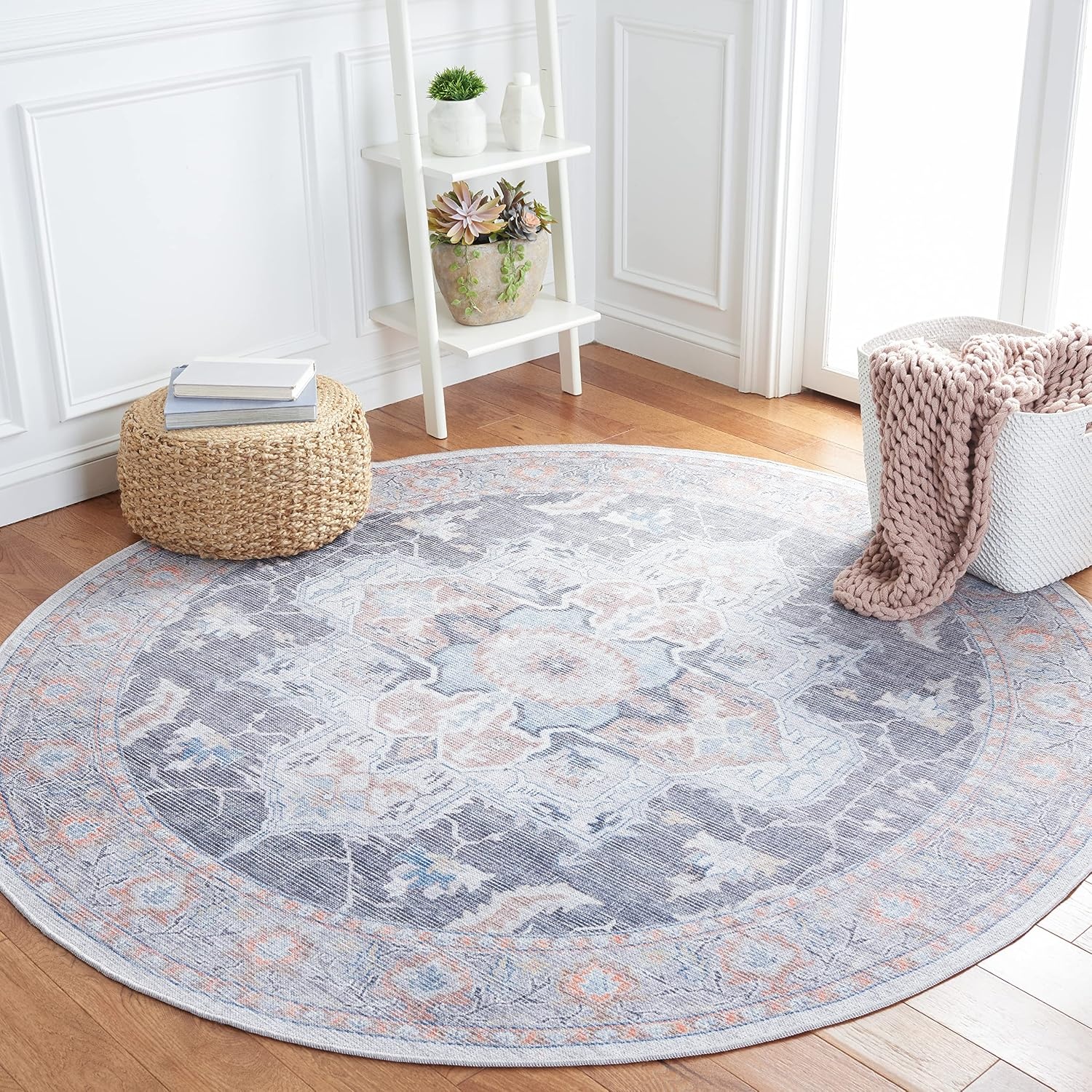 image:imageSAFAVIEH Washable Rug Serapi Collection 53 x 76 Rust amp Ivory Slip Resistant amp Easy to Clean Ideal for Living Room Bedroom Dining Space SEP537PCharcoalIvory