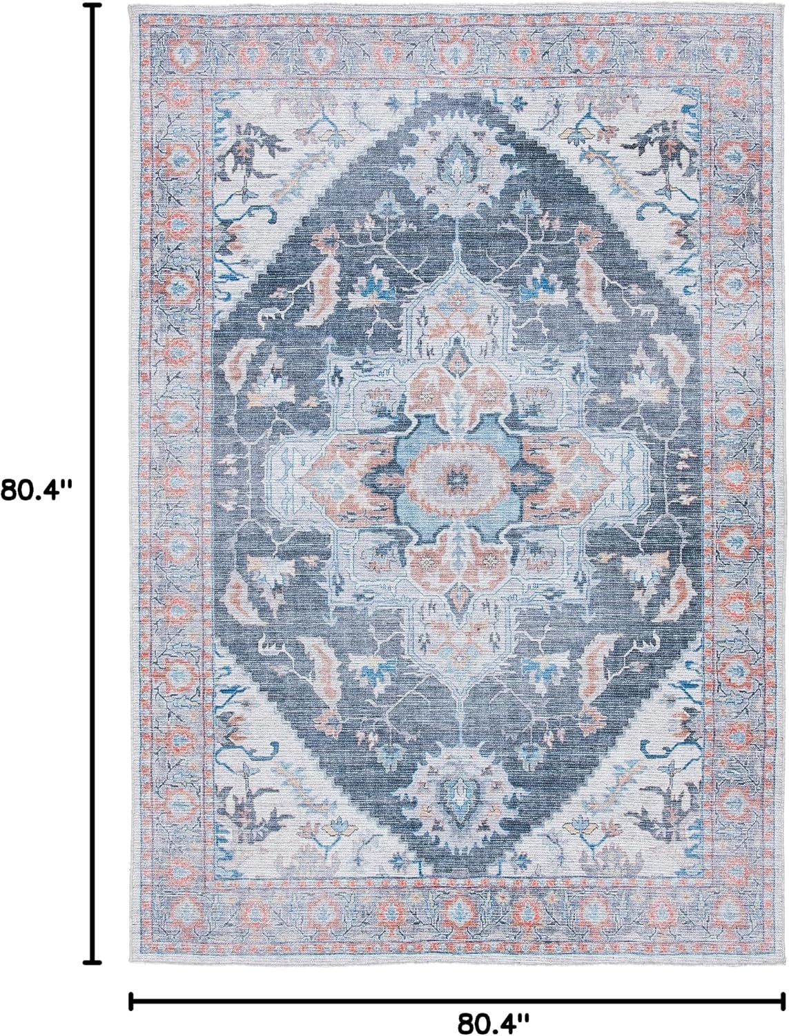 image:imageSAFAVIEH Washable Rug Serapi Collection 53 x 76 Rust amp Ivory Slip Resistant amp Easy to Clean Ideal for Living Room Bedroom Dining Space SEP537PCharcoalIvory