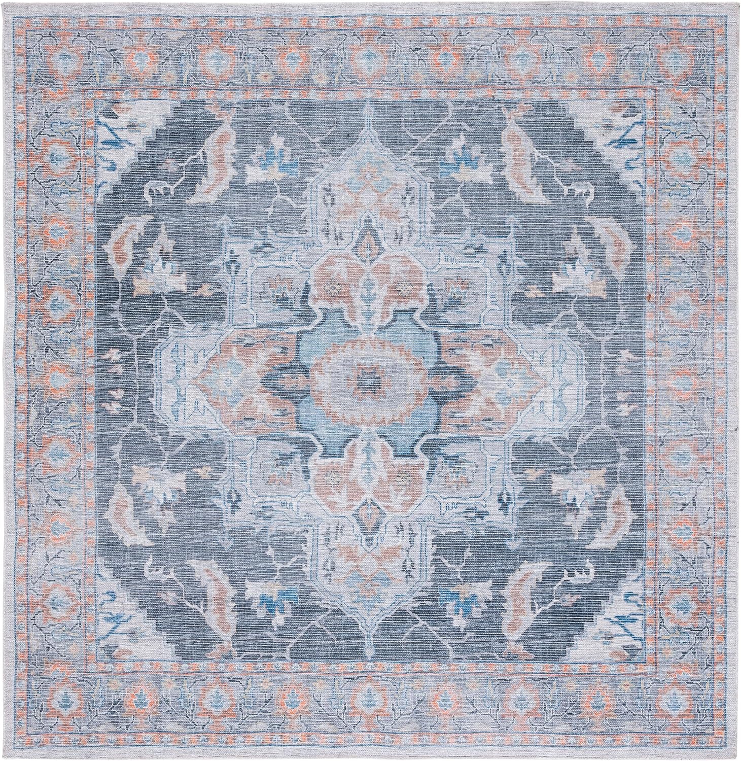 image:imageSAFAVIEH Washable Rug Serapi Collection 53 x 76 Rust amp Ivory Slip Resistant amp Easy to Clean Ideal for Living Room Bedroom Dining Space SEP537PCharcoalIvory