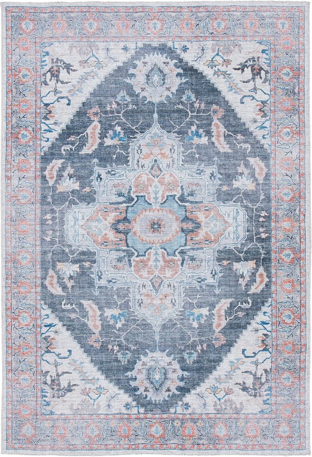 image:imageSAFAVIEH Washable Rug Serapi Collection 53 x 76 Rust amp Ivory Slip Resistant amp Easy to Clean Ideal for Living Room Bedroom Dining Space SEP537PCharcoalIvory