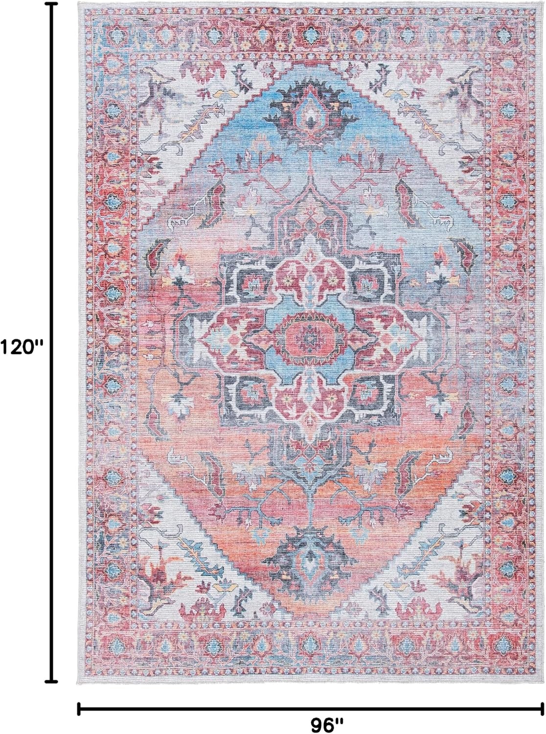 image:imageSAFAVIEH Washable Rug Serapi Collection 53 x 76 Rust amp Ivory Slip Resistant amp Easy to Clean Ideal for Living Room Bedroom Dining Space SEP537PRustIvory