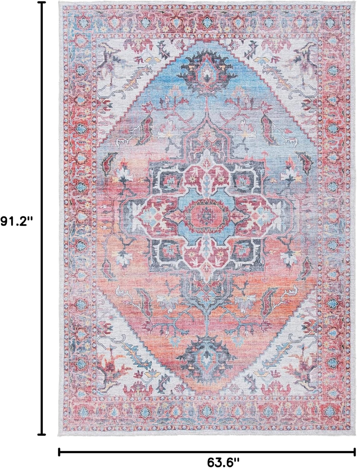 image:imageSAFAVIEH Washable Rug Serapi Collection 53 x 76 Rust amp Ivory Slip Resistant amp Easy to Clean Ideal for Living Room Bedroom Dining Space SEP537PRustIvory