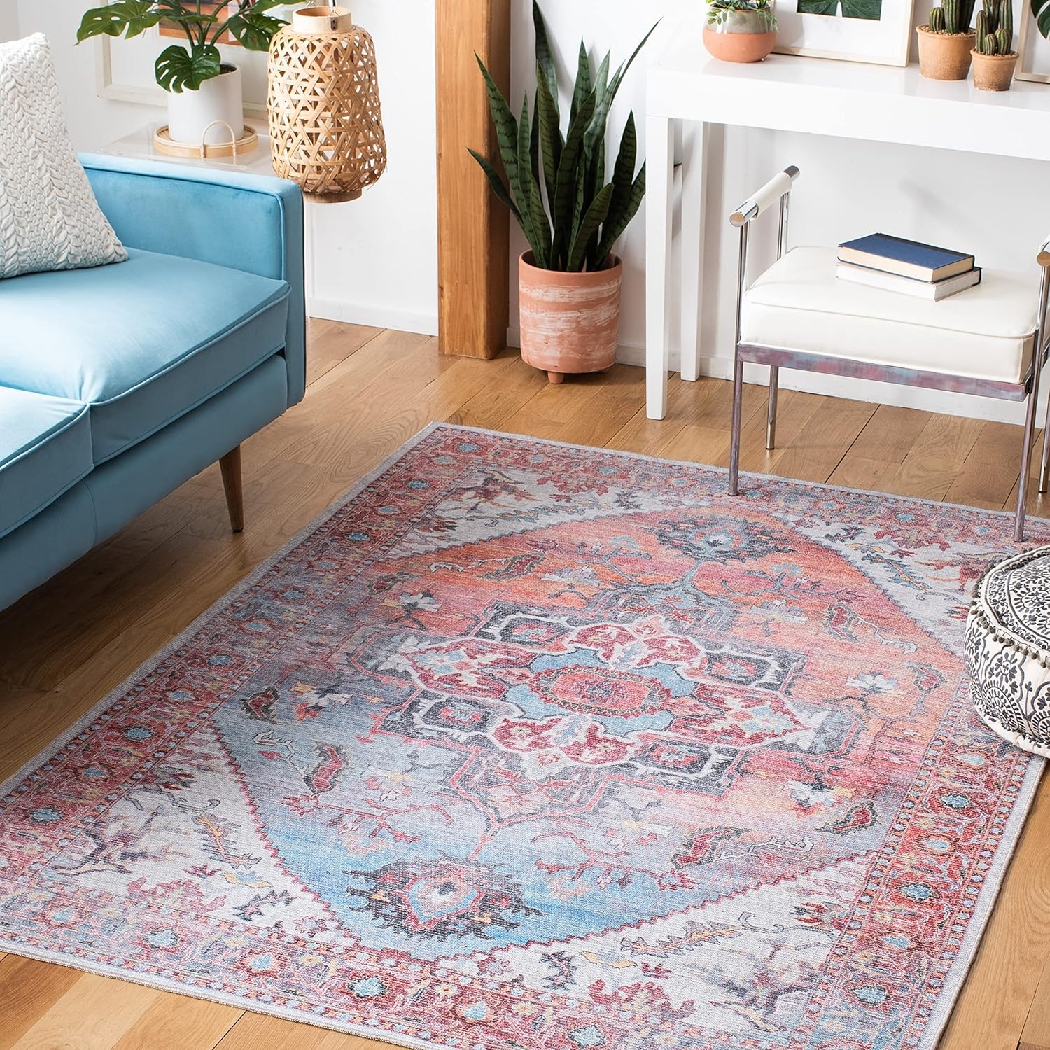 image:imageSAFAVIEH Washable Rug Serapi Collection 53 x 76 Rust amp Ivory Slip Resistant amp Easy to Clean Ideal for Living Room Bedroom Dining Space SEP537PRustIvory
