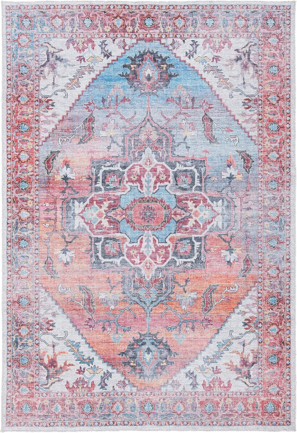 image:imageSAFAVIEH Washable Rug Serapi Collection 53 x 76 Rust amp Ivory Slip Resistant amp Easy to Clean Ideal for Living Room Bedroom Dining Space SEP537PRustIvory