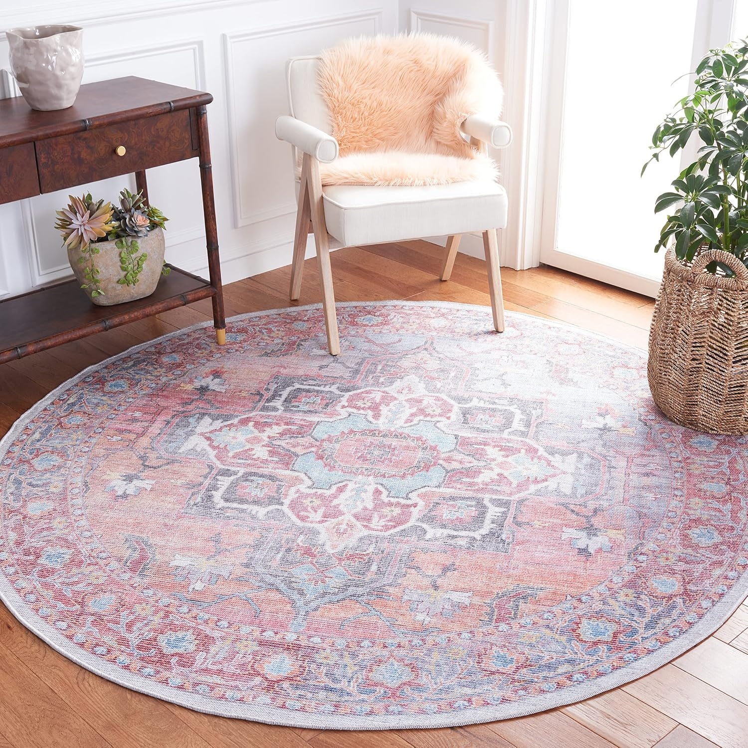 image:imageSAFAVIEH Washable Rug Serapi Collection 53 x 76 Rust amp Ivory Slip Resistant amp Easy to Clean Ideal for Living Room Bedroom Dining Space SEP537PRustIvory