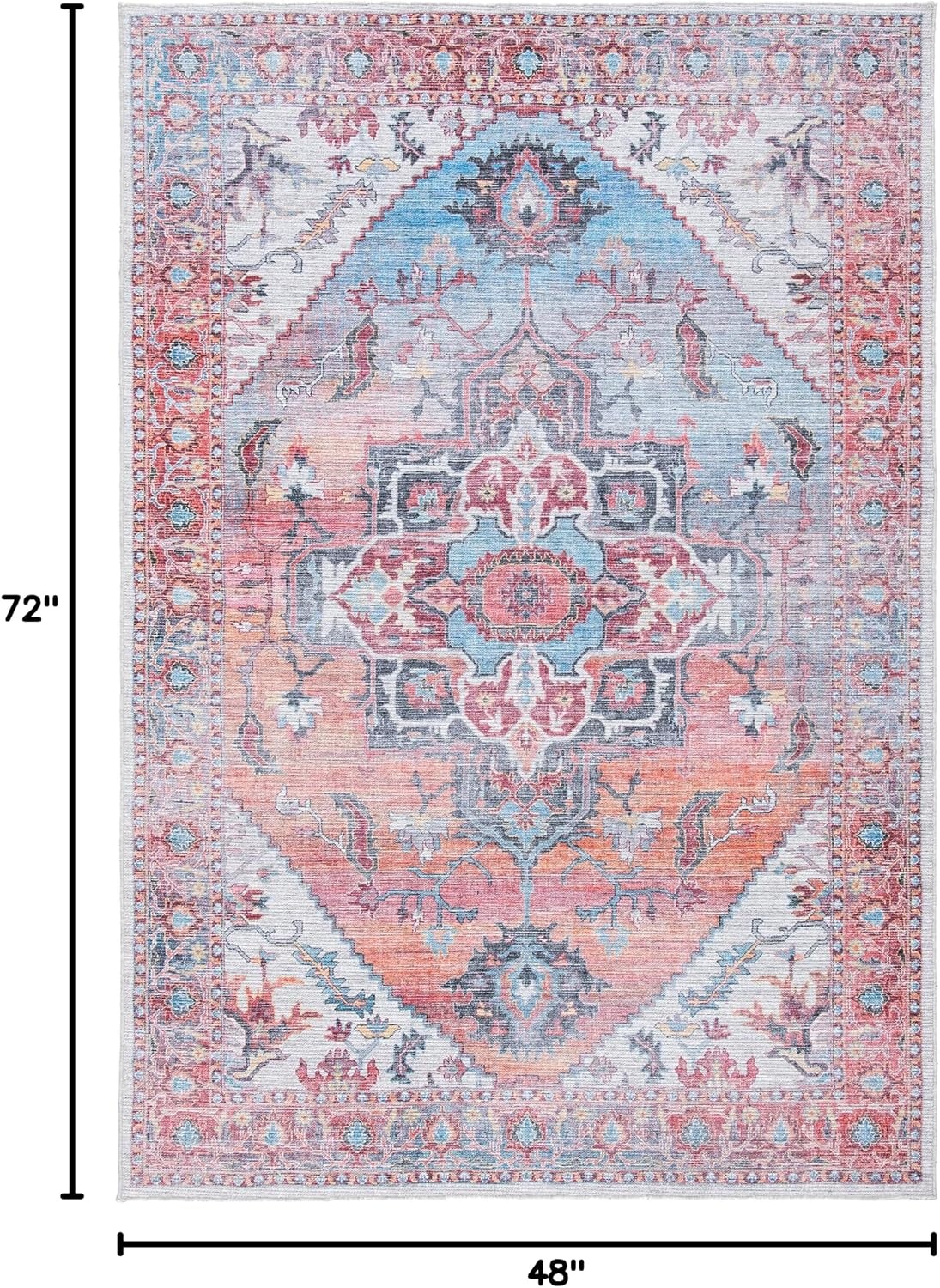 image:imageSAFAVIEH Washable Rug Serapi Collection 53 x 76 Rust amp Ivory Slip Resistant amp Easy to Clean Ideal for Living Room Bedroom Dining Space SEP537PRustIvory