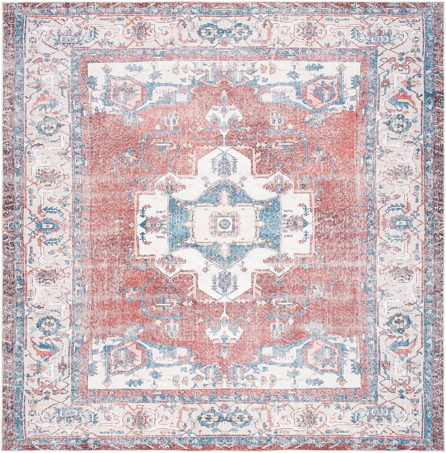 image:imageSAFAVIEH Washable Rug Serapi Collection 67 x 9 Red amp Ivory Slip Resistant amp Easy to Clean Ideal for Living Room Bedroom Dining Space SEP355QRedIvory
