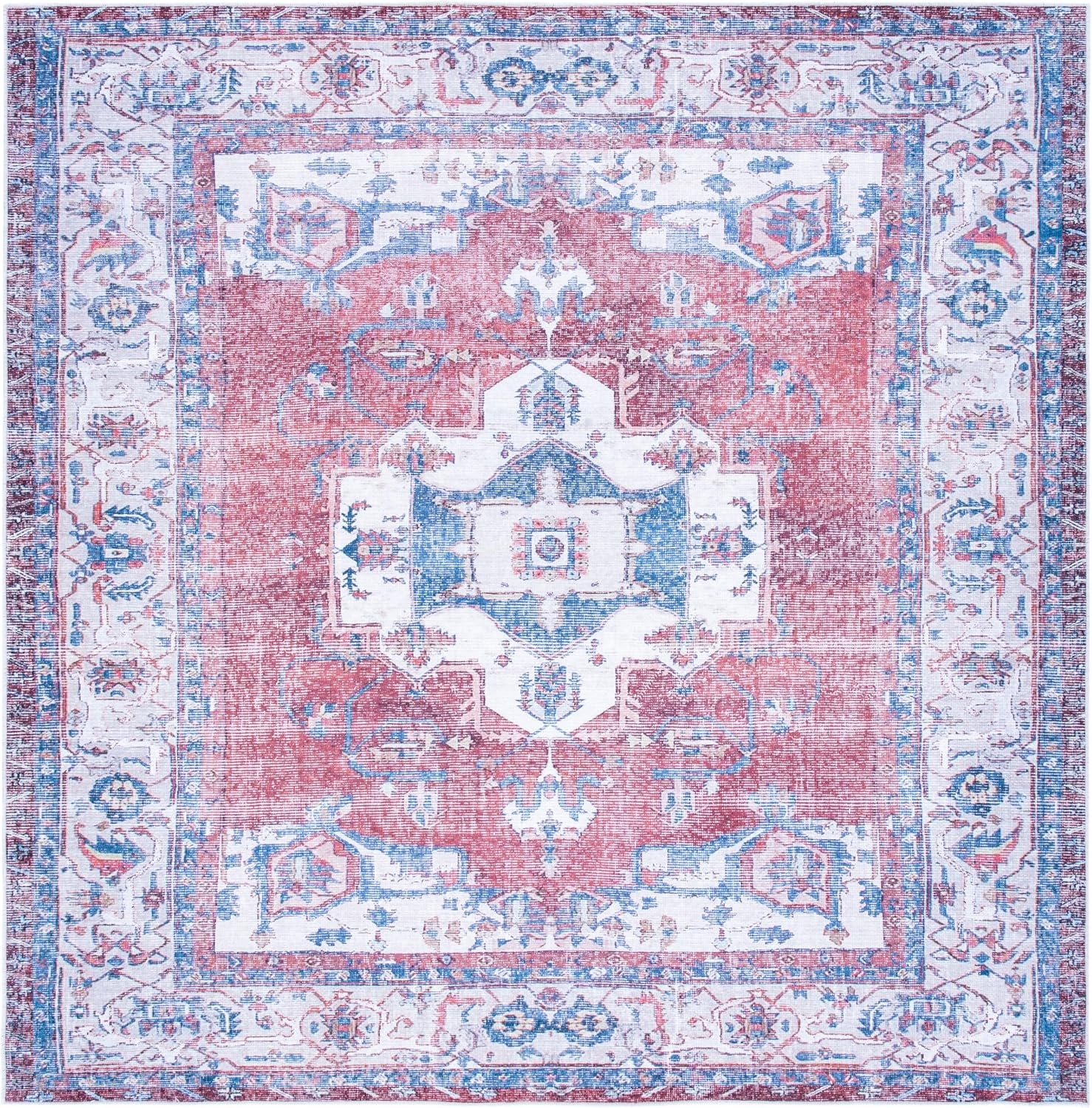 image:imageSAFAVIEH Washable Rug Serapi Collection 67 x 9 Red amp Ivory Slip Resistant amp Easy to Clean Ideal for Living Room Bedroom Dining Space SEP355QRedIvory